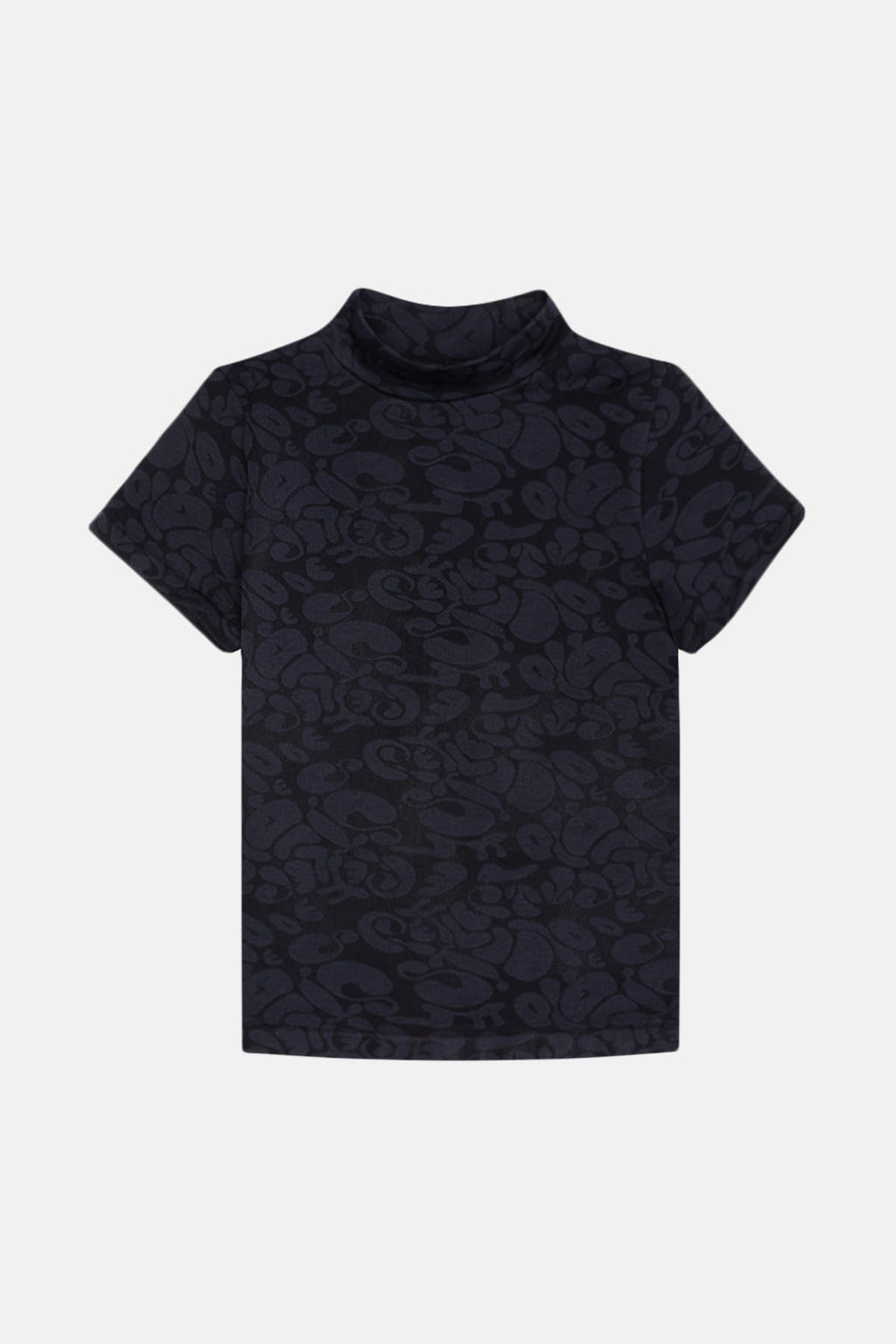Monogram Short Sleeve Top - Black