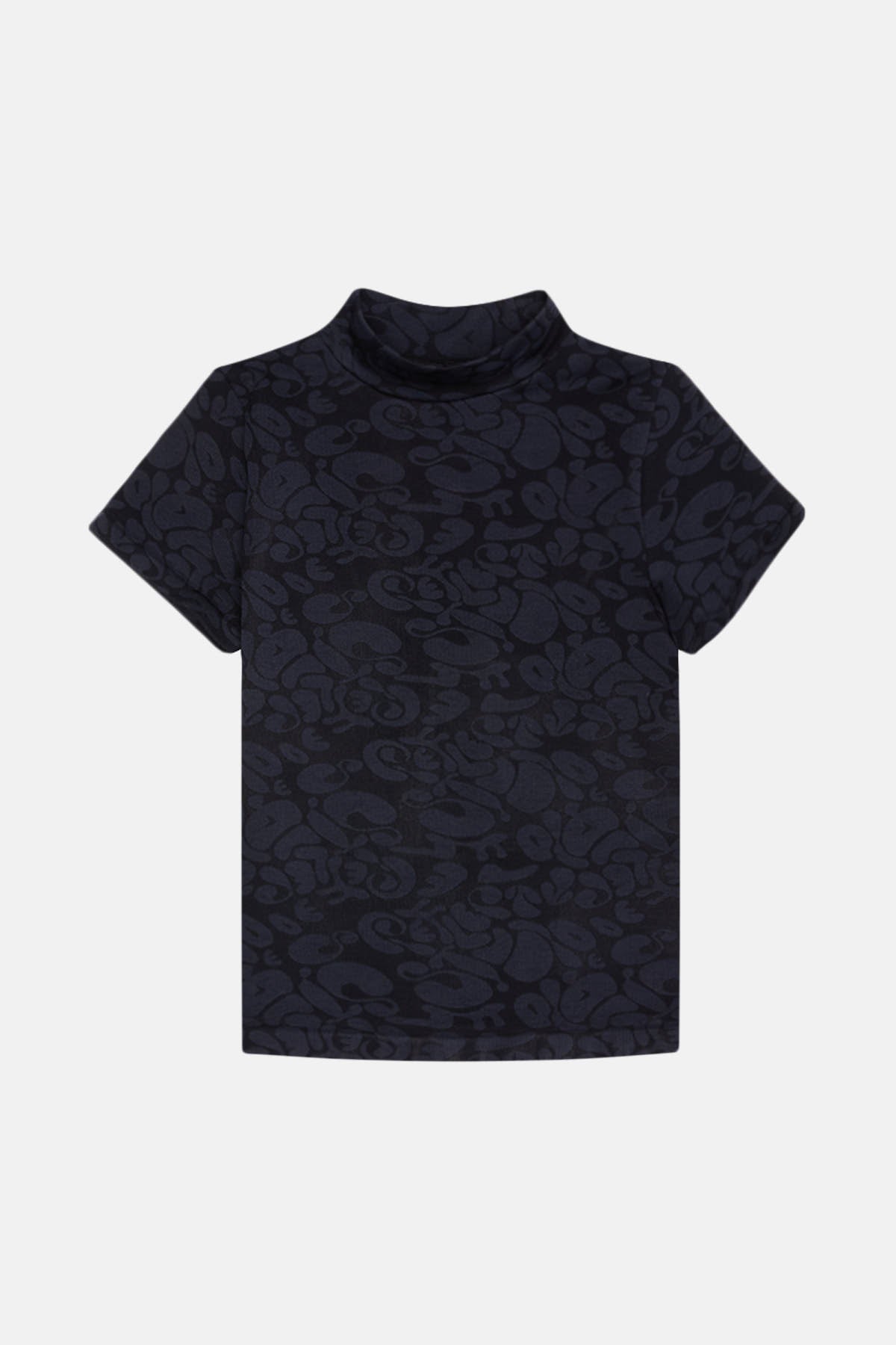 Monogram Short Sleeve Top - Black