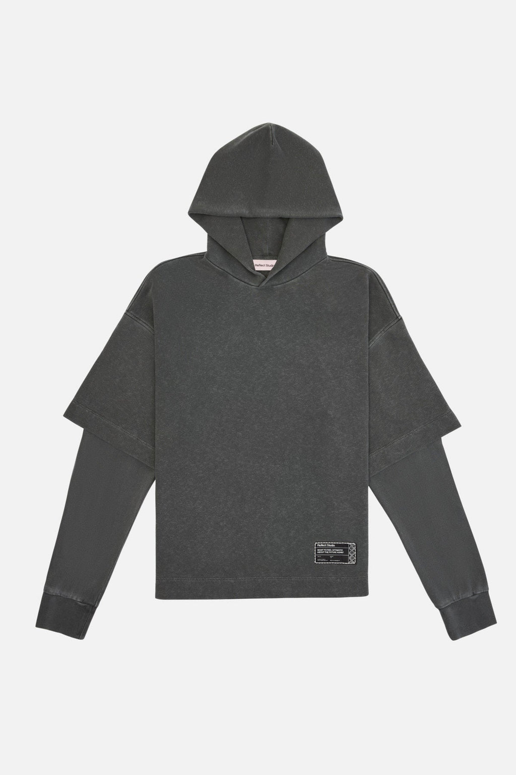 Double Sleeve Washed Oversize Hoodie - Gray