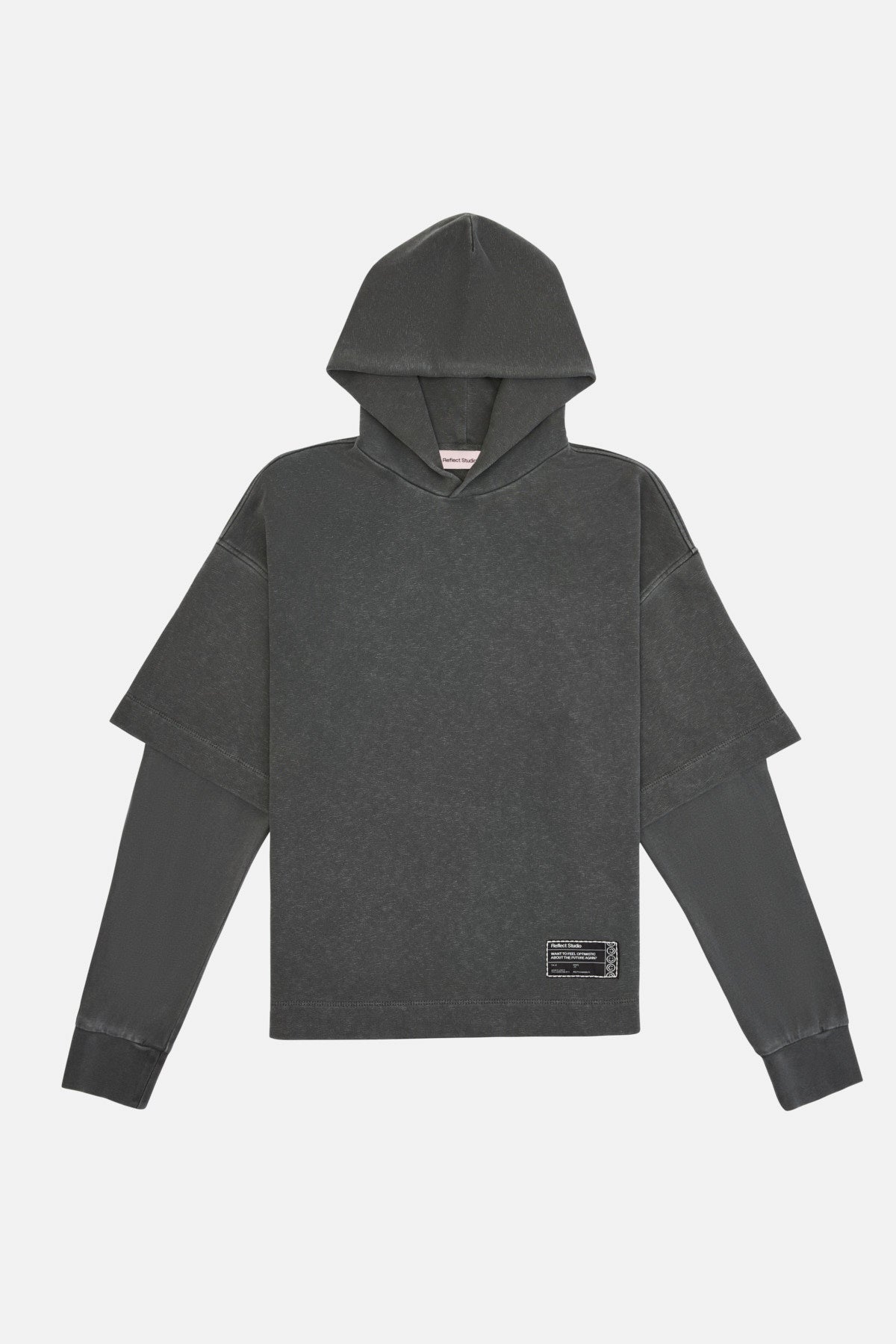 Double Sleeve Washed Oversize Hoodie - Gray