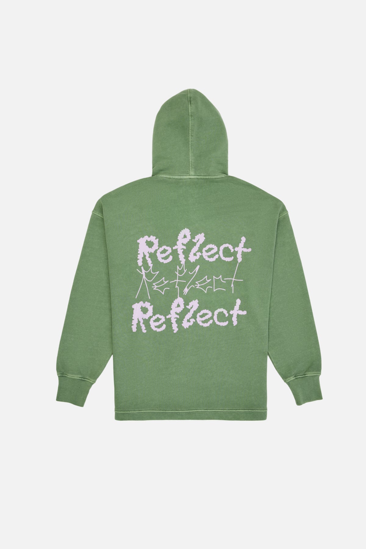 Logo Print Washed Oversize Hoodie - Green