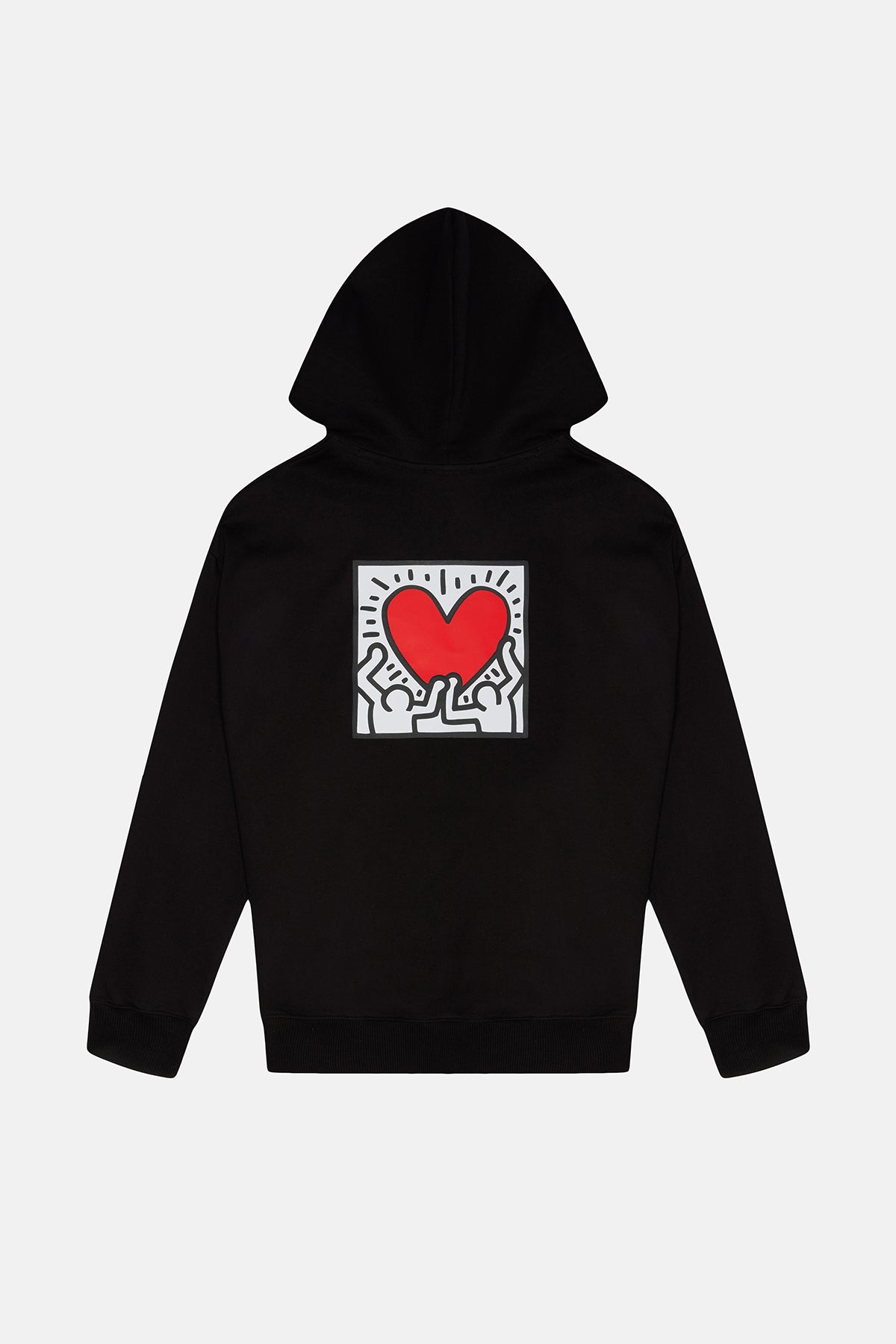 Keith Haring Heart People Hoodie - Siyah