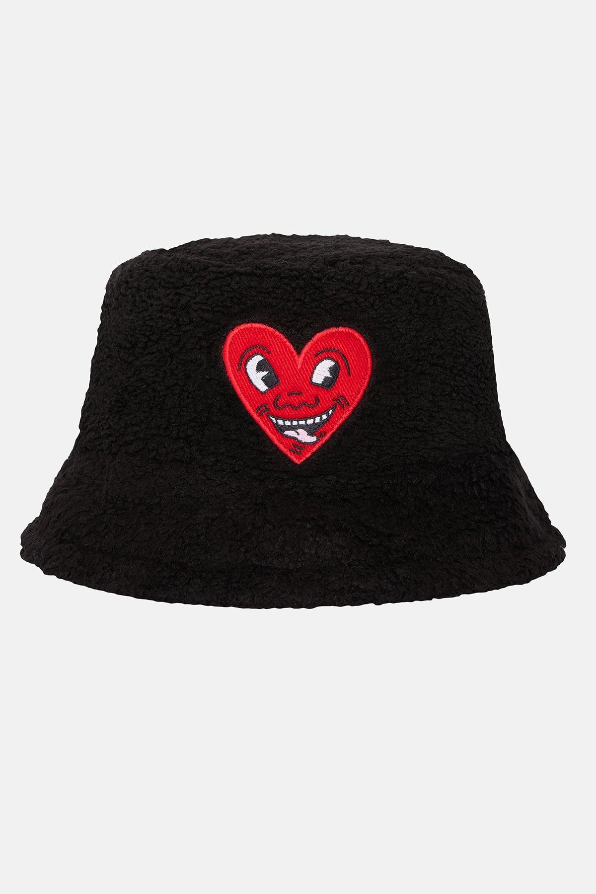 Keith Haring Heart Sherpa Bucket Hat - Siyah