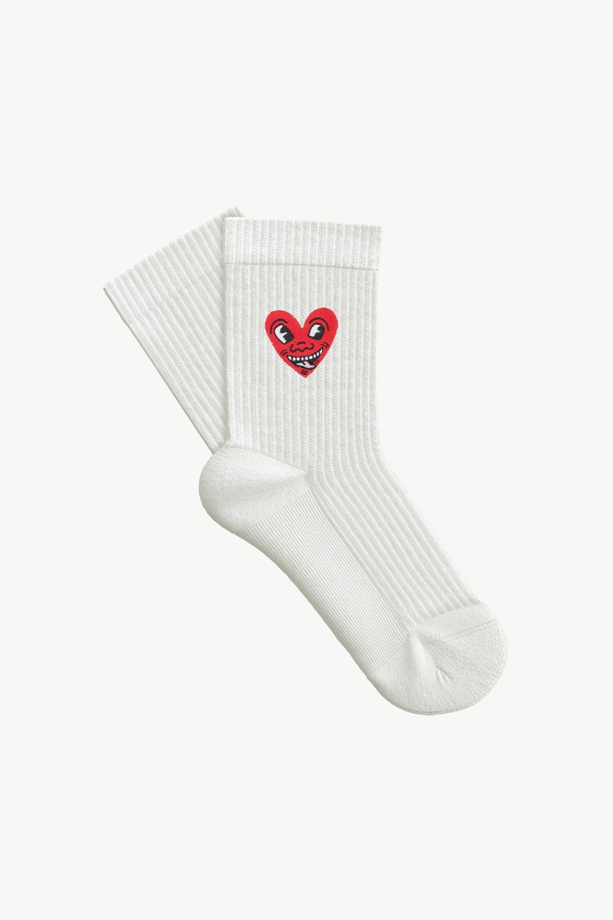 Heart Havlu Çorap - Ekru