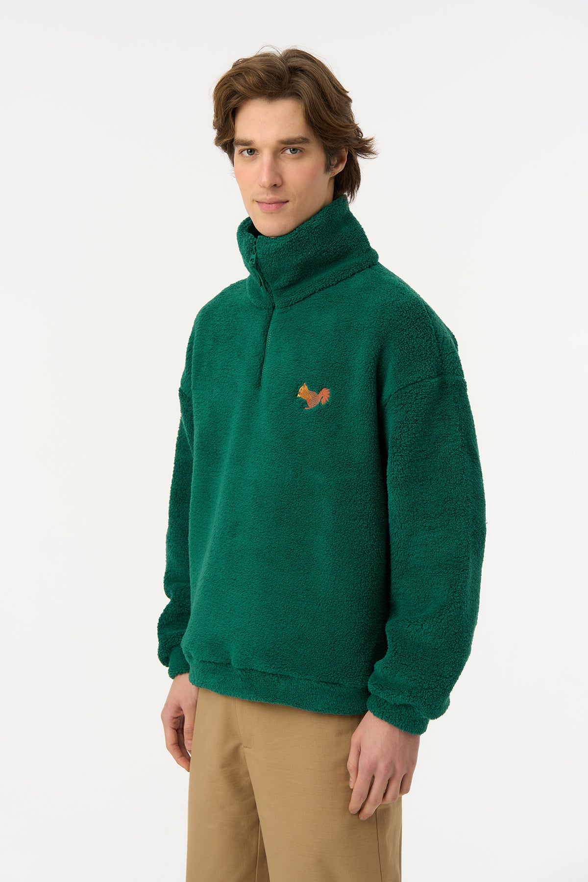 Sincap Sherpa  Quarter-Zip Sweatshirt - Nefti Yeşil