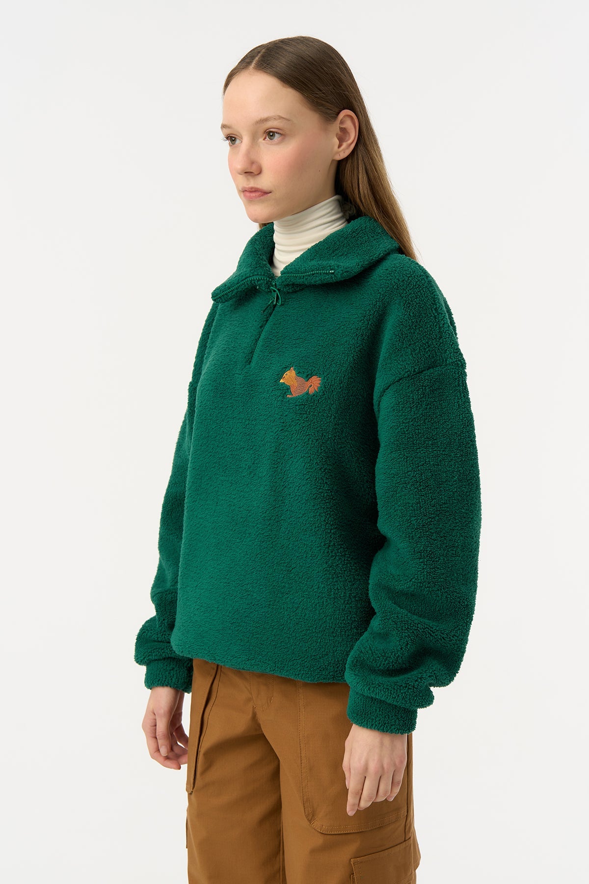 Sincap Sherpa  Quarter-Zip Sweatshirt - Nefti Yeşil