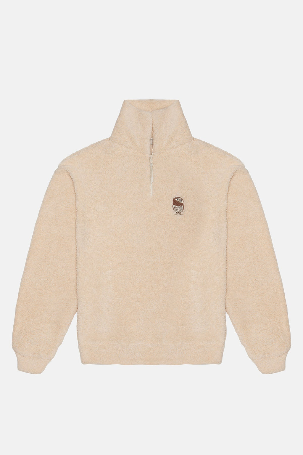 Cin Baykuşu Sherpa  Quarter-Zip Sweatshirt - Parşömen Bej