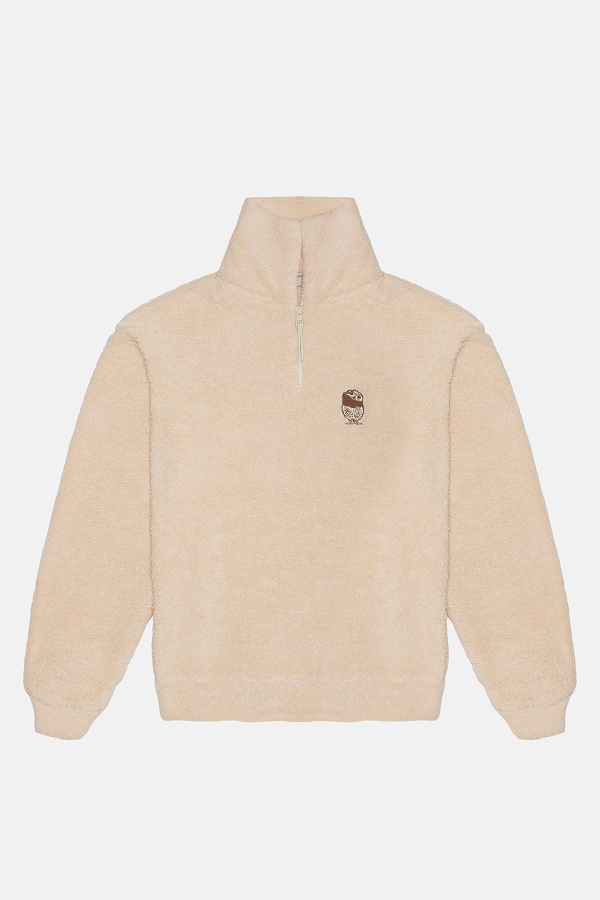Cin Baykuşu Sherpa  Quarter-Zip Sweatshirt - Parşömen Bej