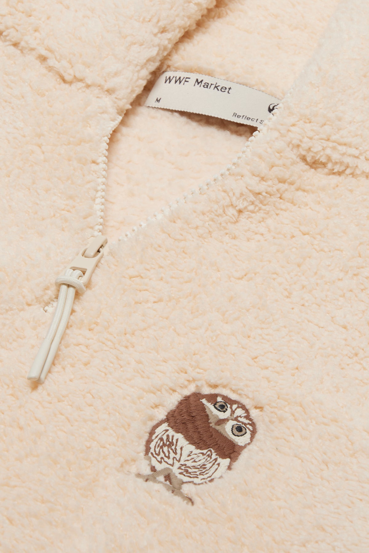 Cin Baykuşu Sherpa  Quarter-Zip Sweatshirt - Parşömen Bej