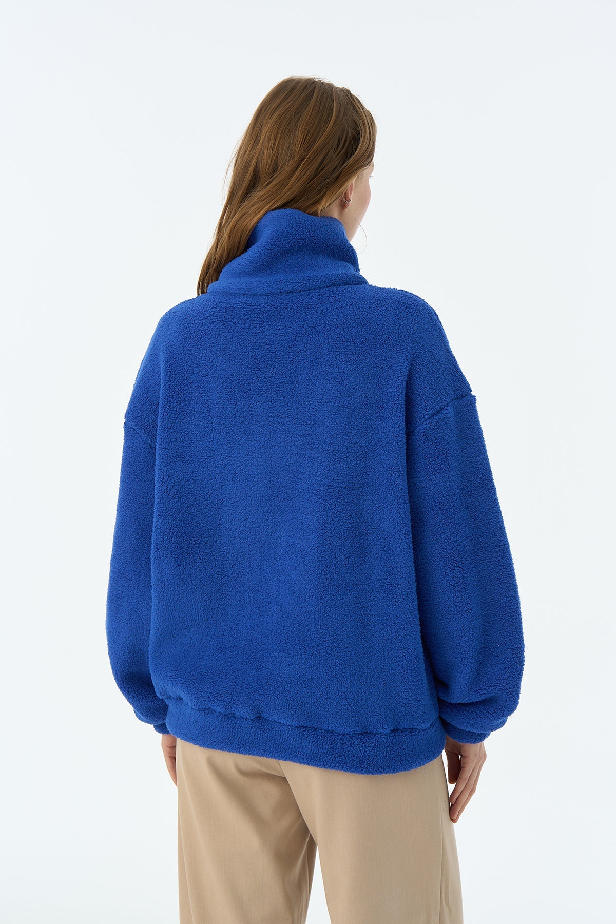Bozayı Sherpa Quarter-Zip Sweatshirt - Saks Mavi