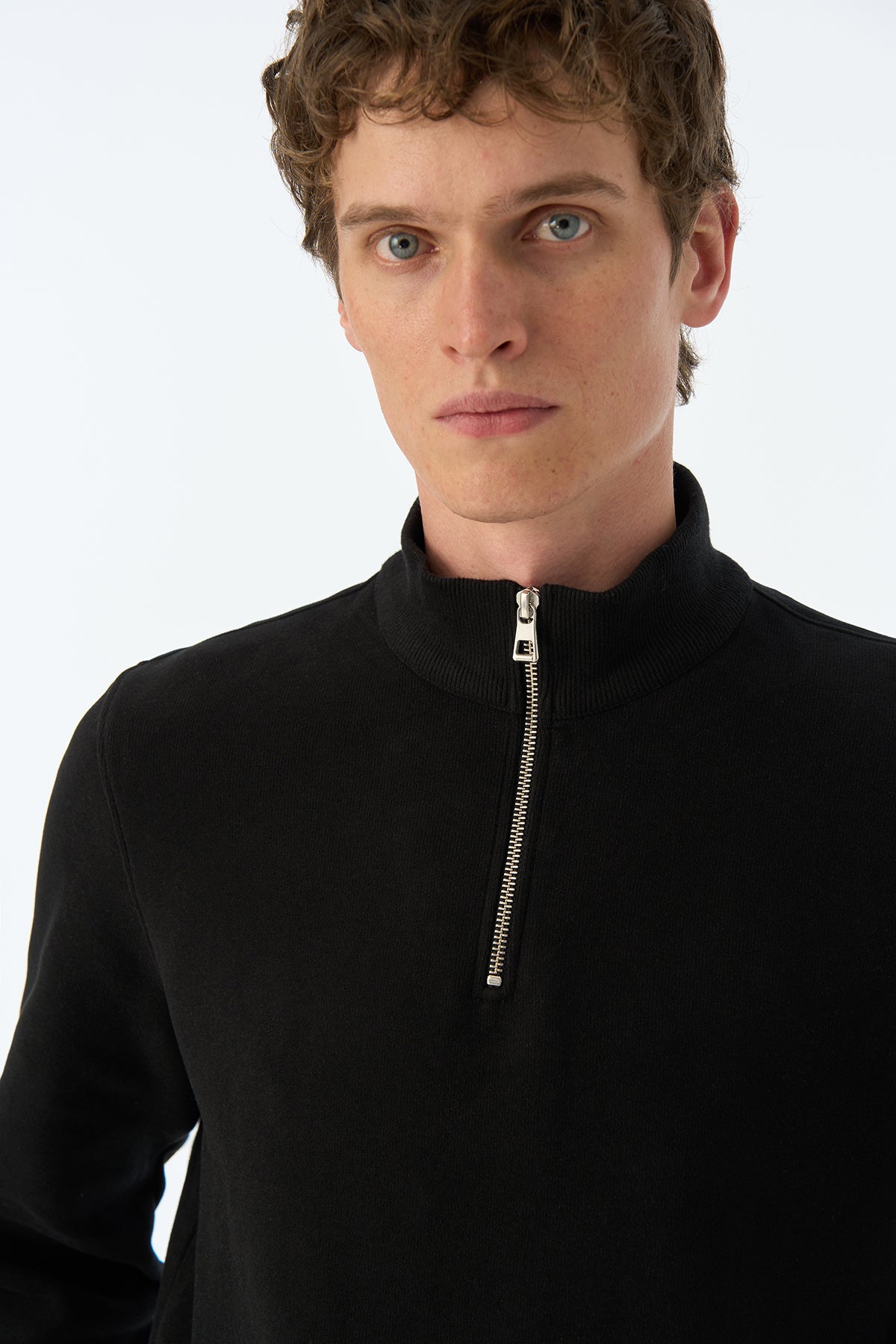 Basic SuperSoft Quarter-Zip Sweatshirt - Siyah