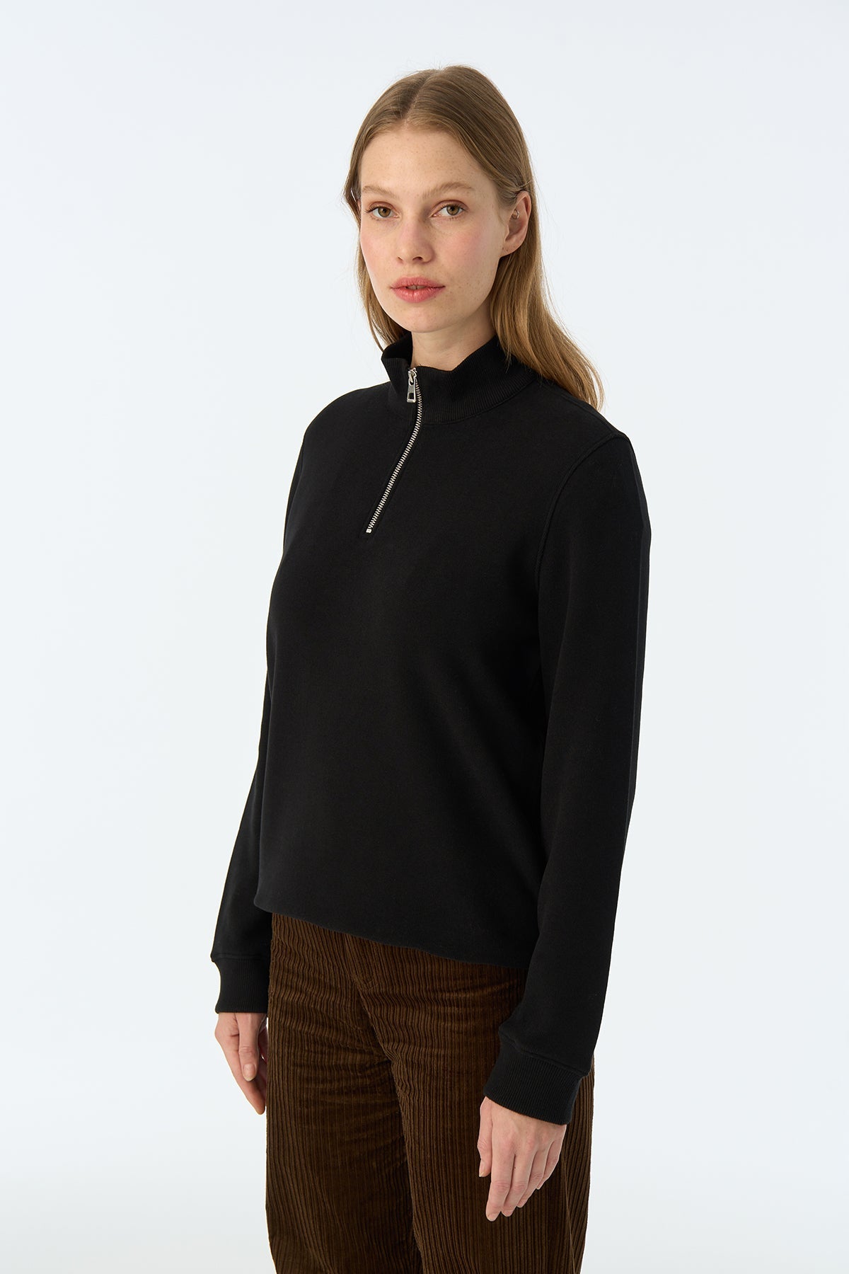 Basic SuperSoft Quarter-Zip Sweatshirt - Siyah