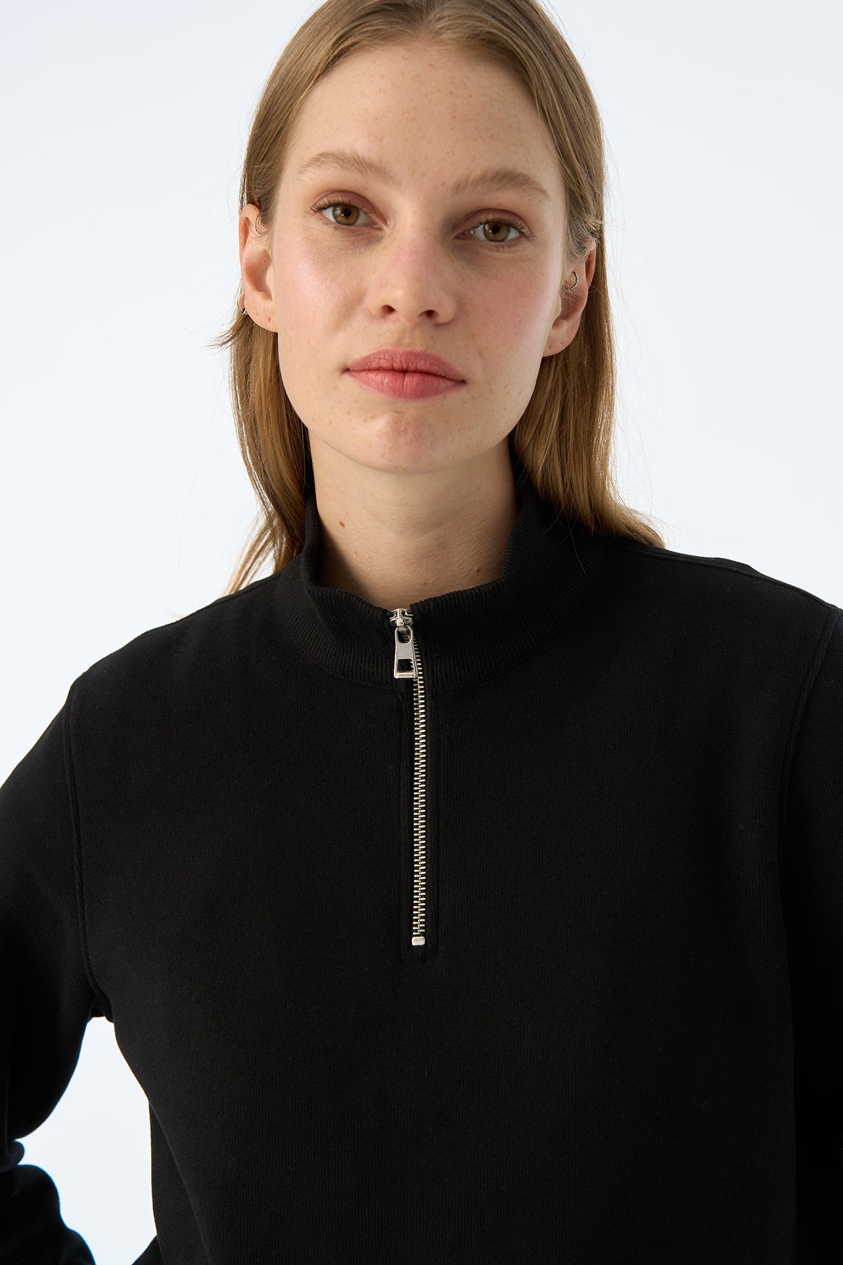 Basic SuperSoft Quarter-Zip Sweatshirt - Siyah