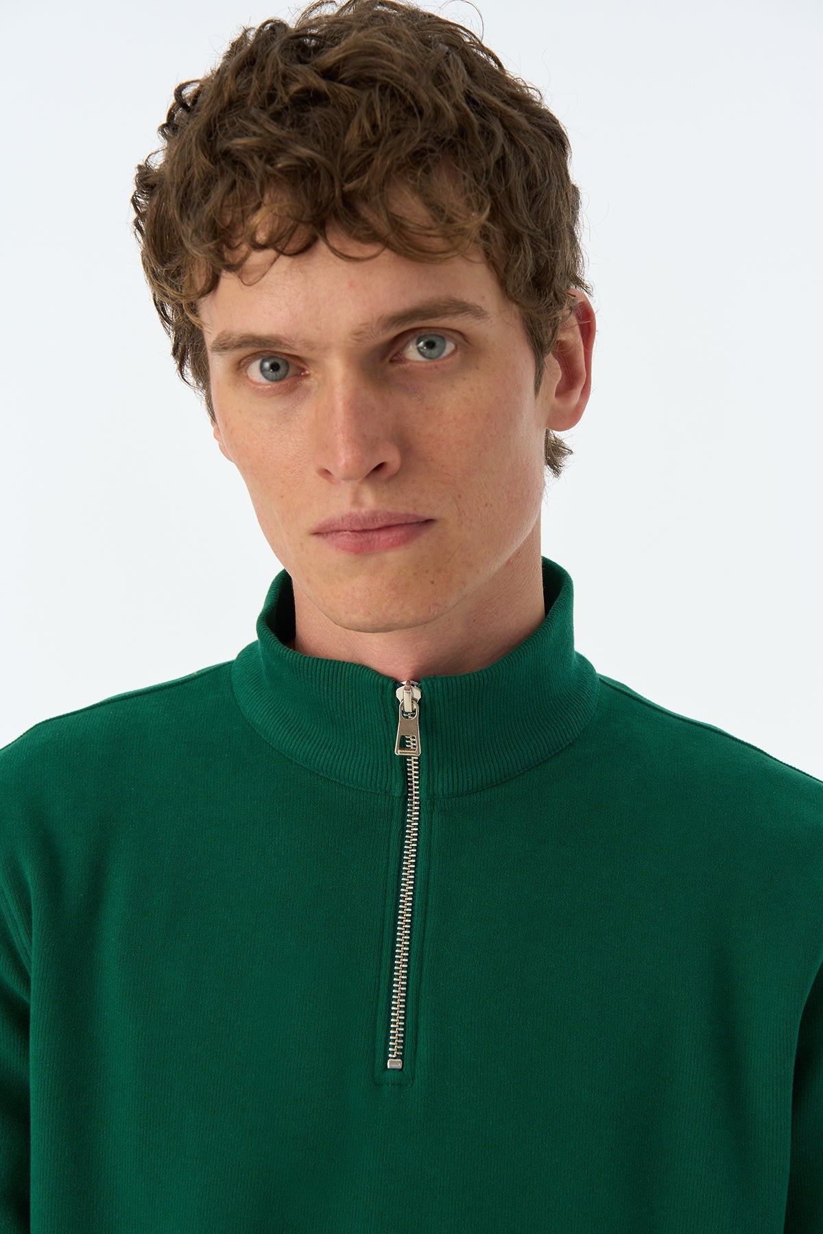 Basic SuperSoft  Quarter-Zip Sweatshirt - Nefti Yeşil