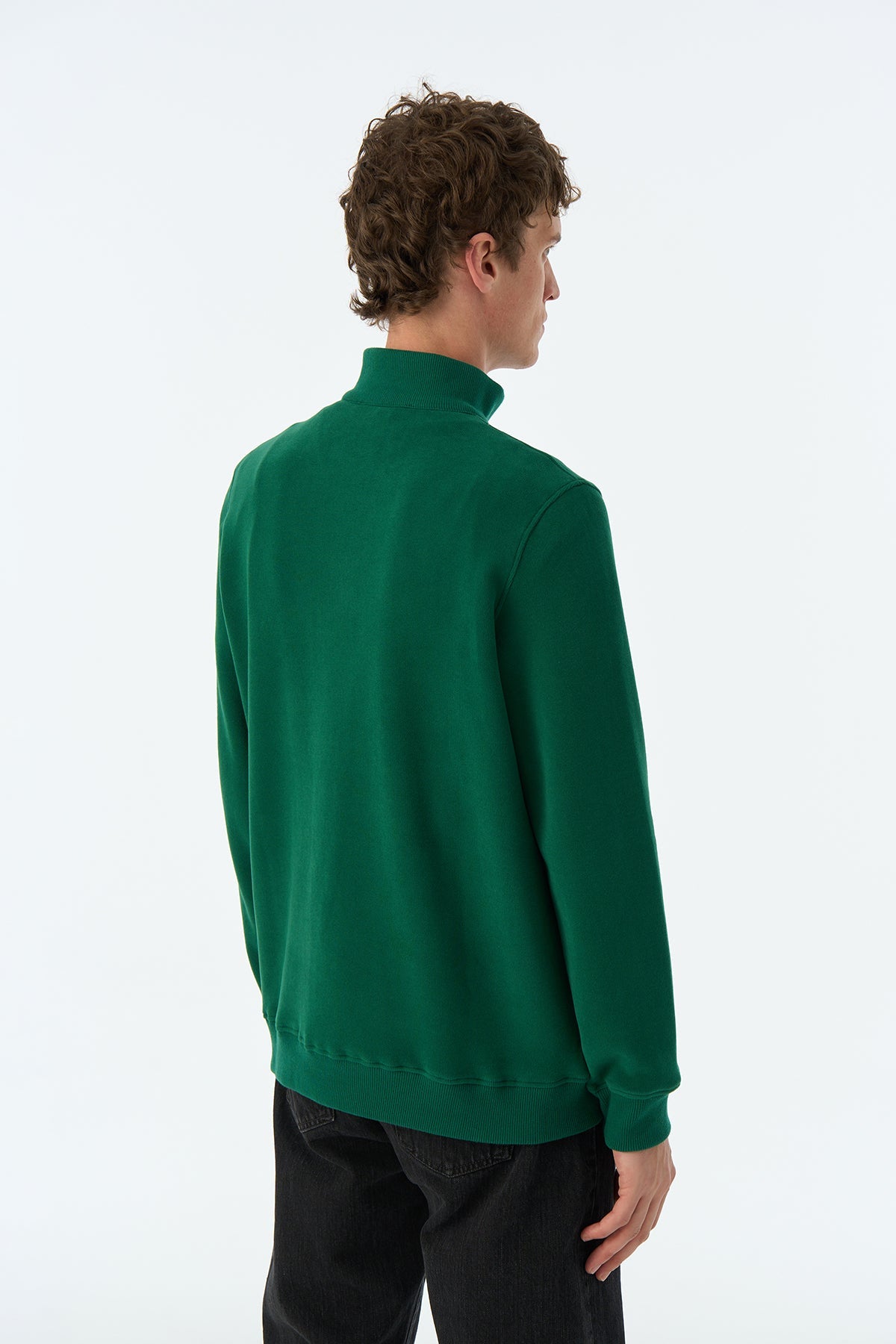 Basic SuperSoft  Quarter-Zip Sweatshirt - Nefti Yeşil