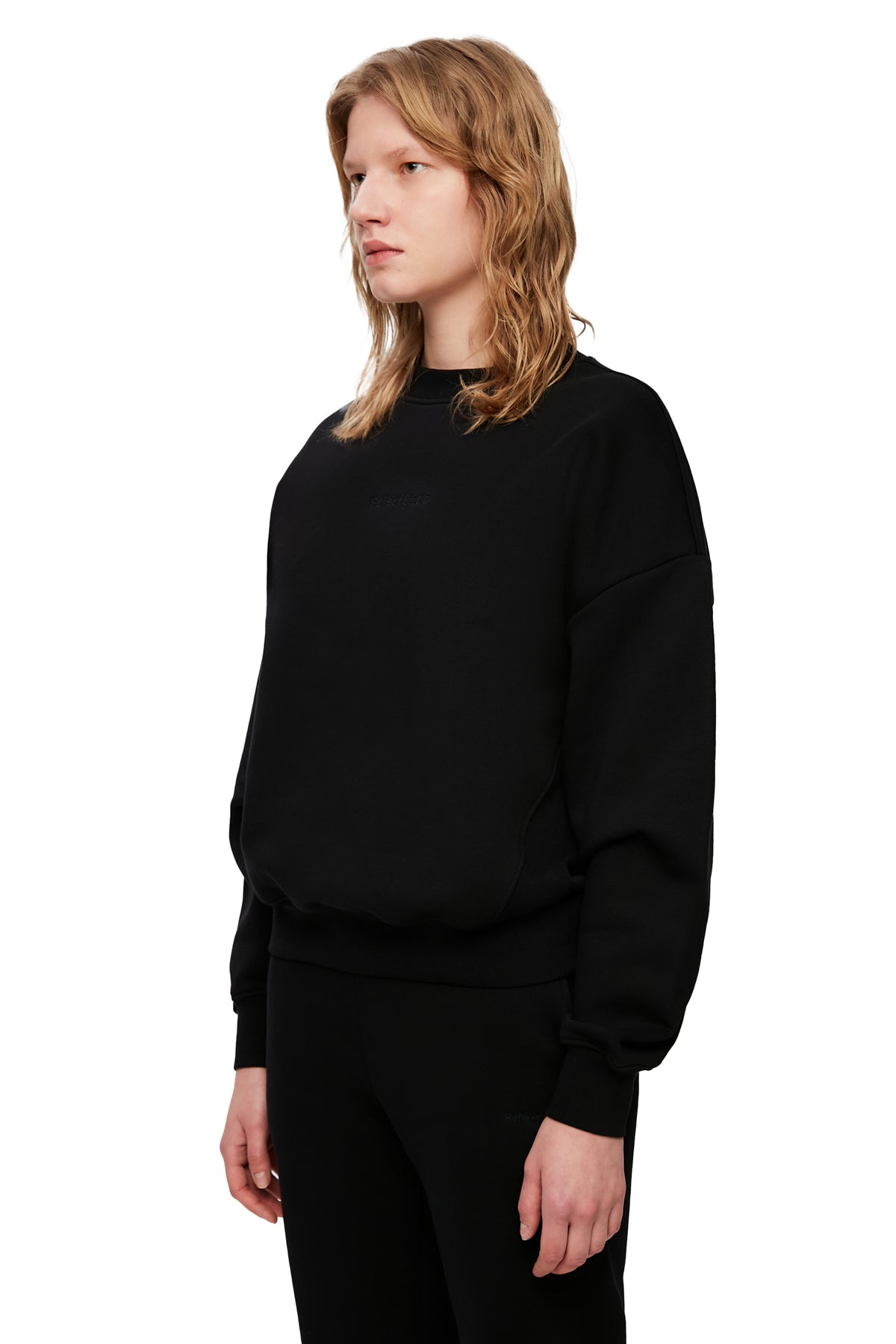 Logo Embroidered Baggy Sweatshirt - Black