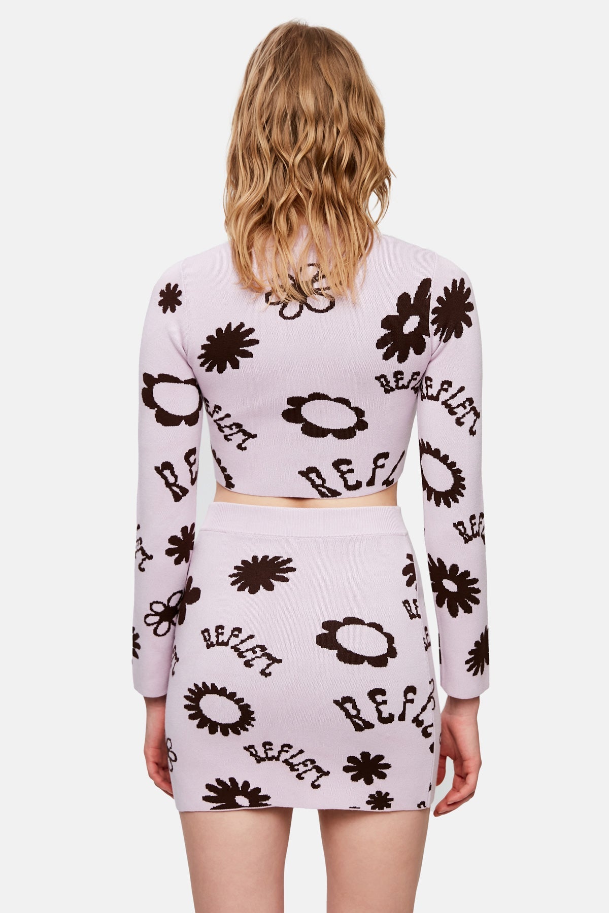 Logo Pattern Mini Knit Skirt - Lilac-Brown