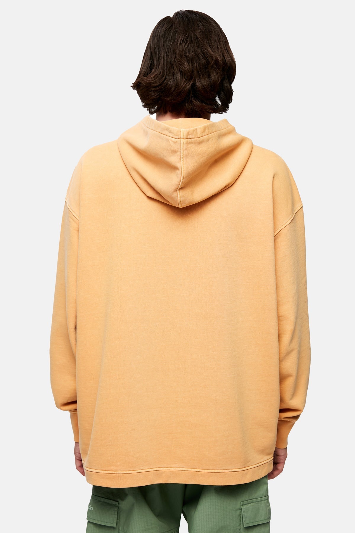 Logo Embroidered Washed Oversize Hoodie - Orange