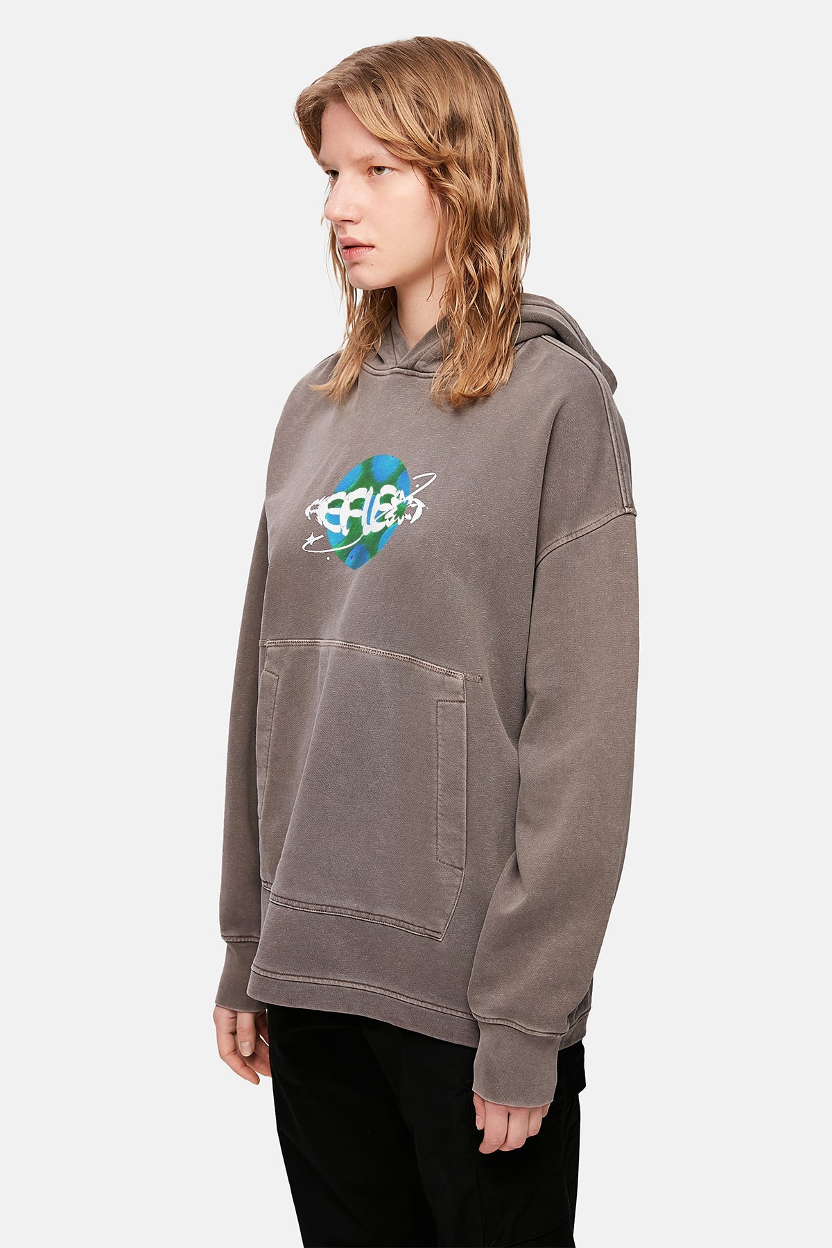 Planet Washed Oversize Hoodie - Dark Brown