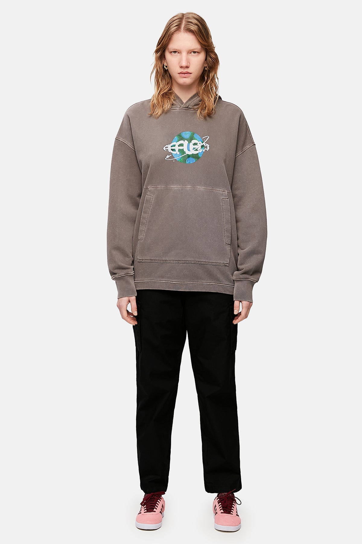 Planet Washed Oversize Hoodie - Dark Brown