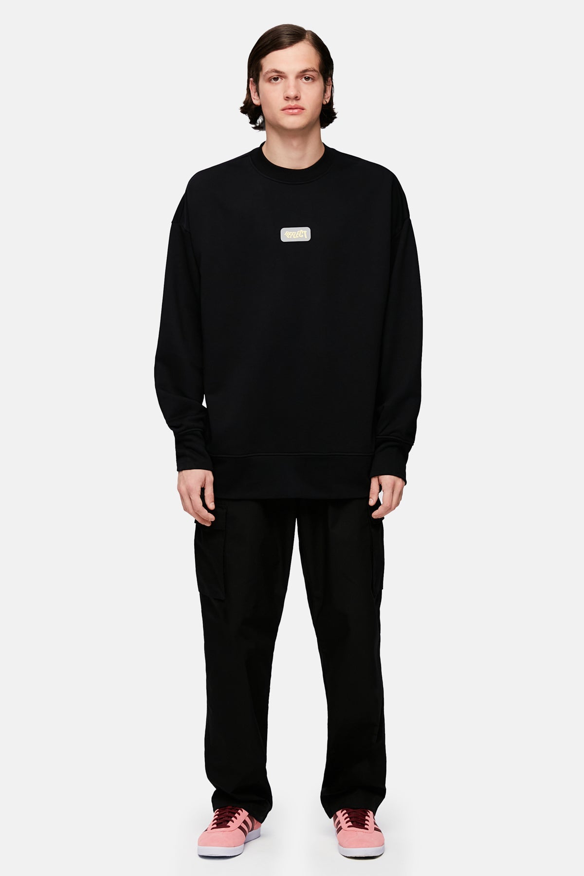 Logo Tag Oversize Sweatshirt - Black