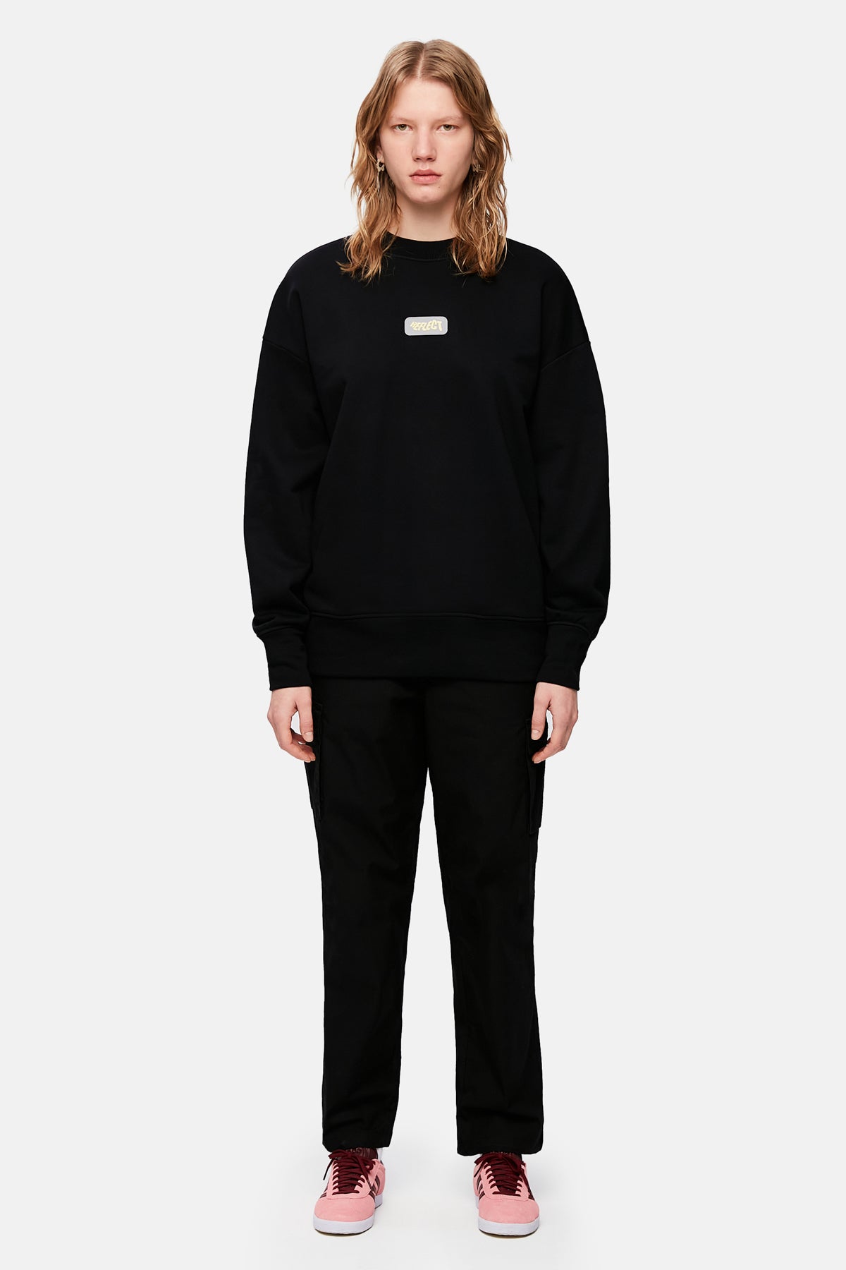 Logo Tag Oversize Sweatshirt - Black
