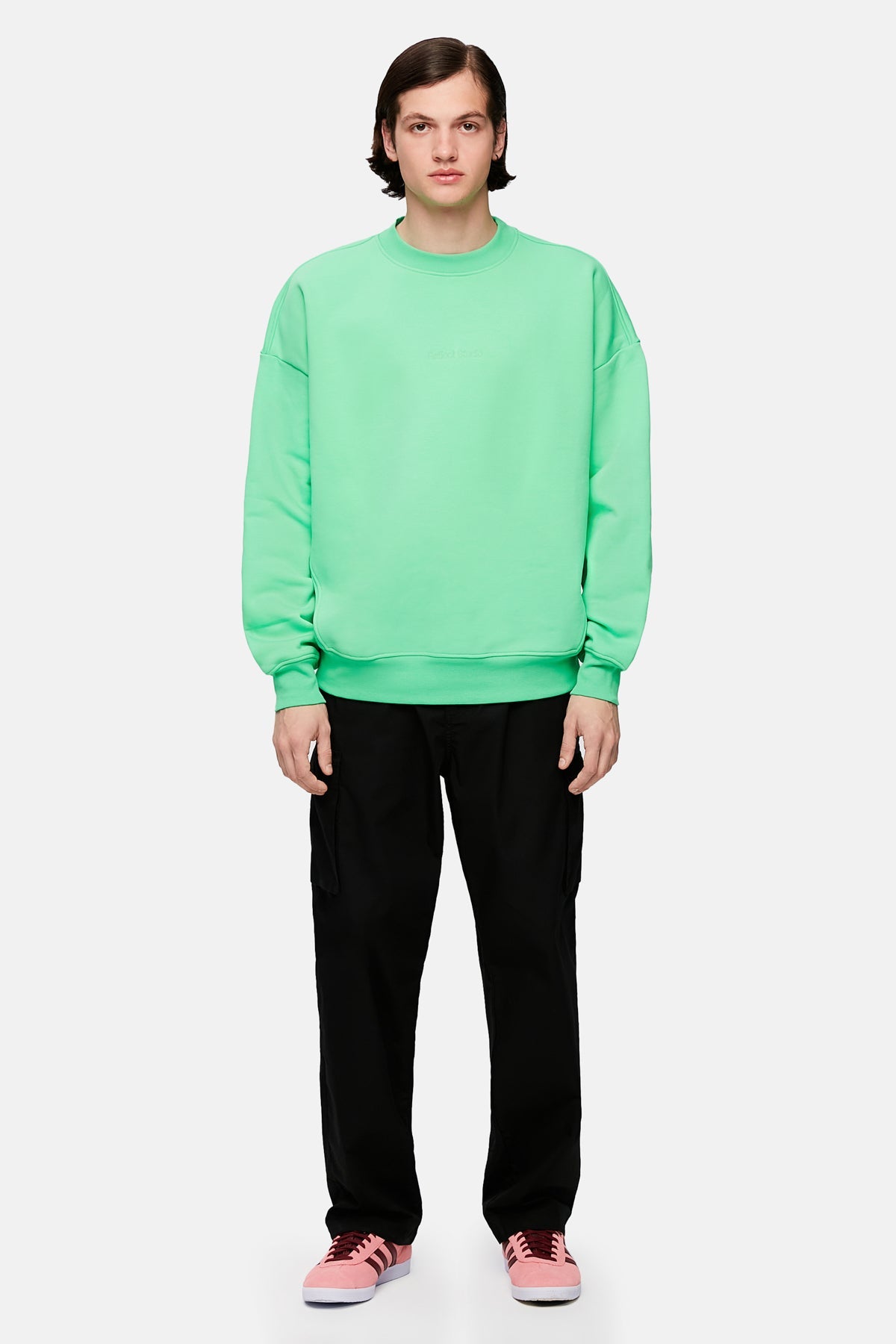 Logo Embroidered Baggy Sweatshirt - Green