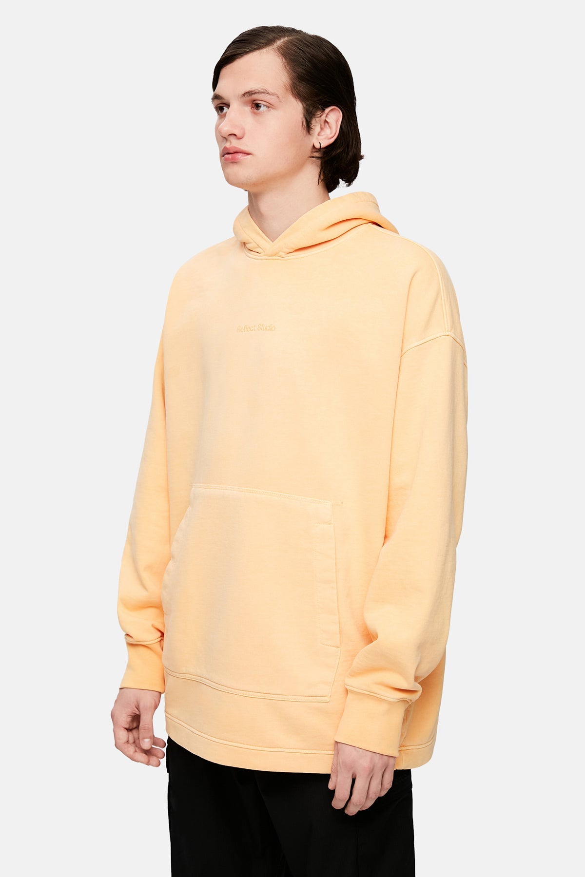 Logo Embroidered Washed Oversize Hoodie - Clay