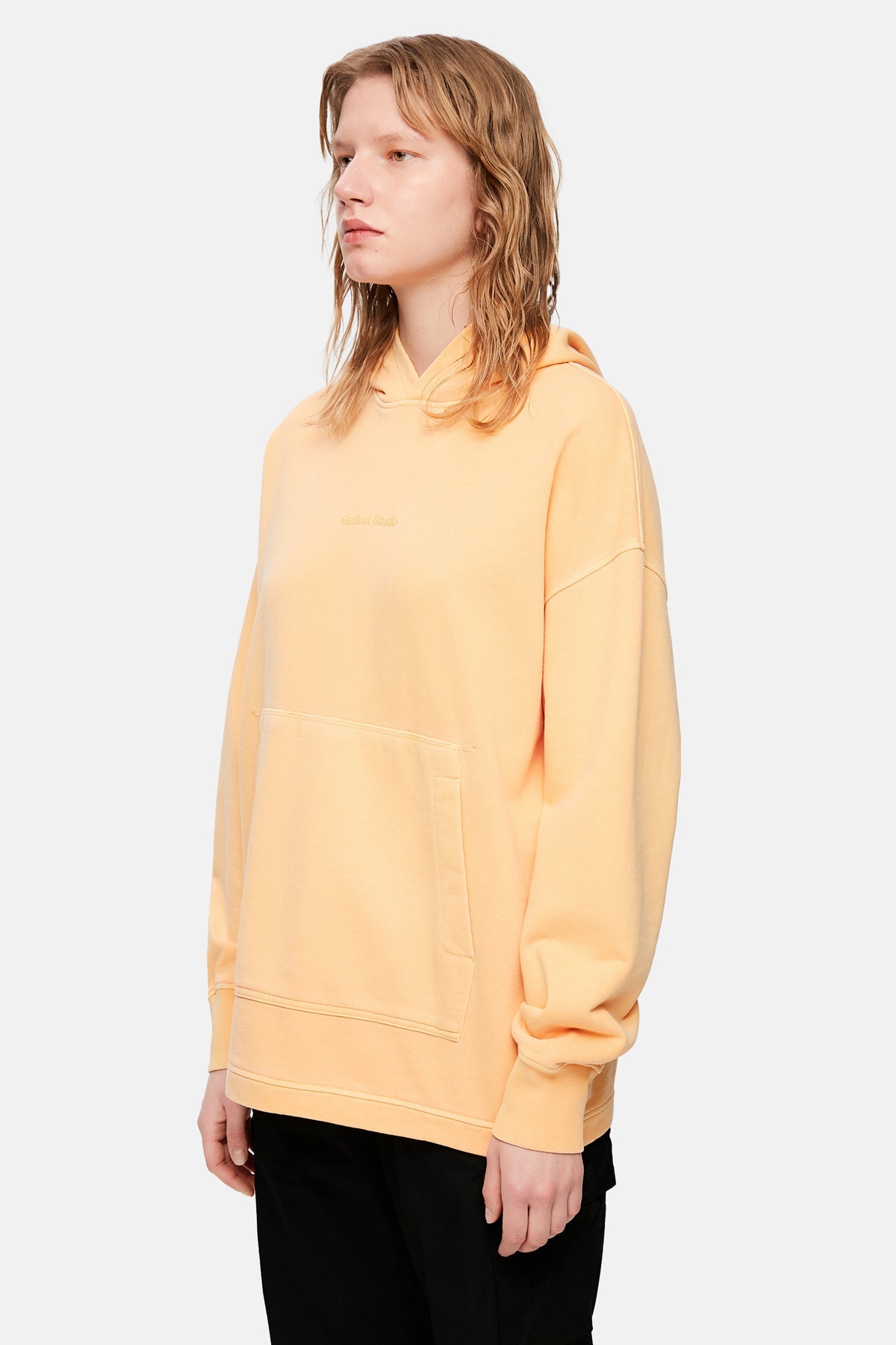 Logo Embroidered Washed Oversize Hoodie - Clay