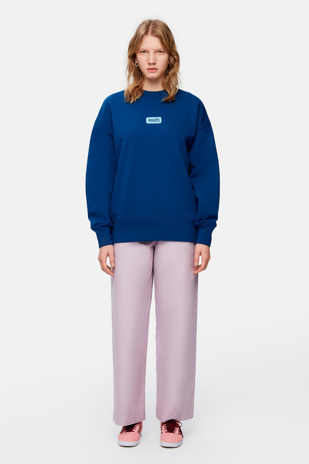 Logo Tag Oversize Sweatshirt - Navy