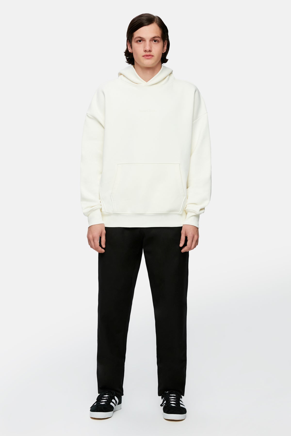 Logo Embroidered Baggy Hoodie - Ecru