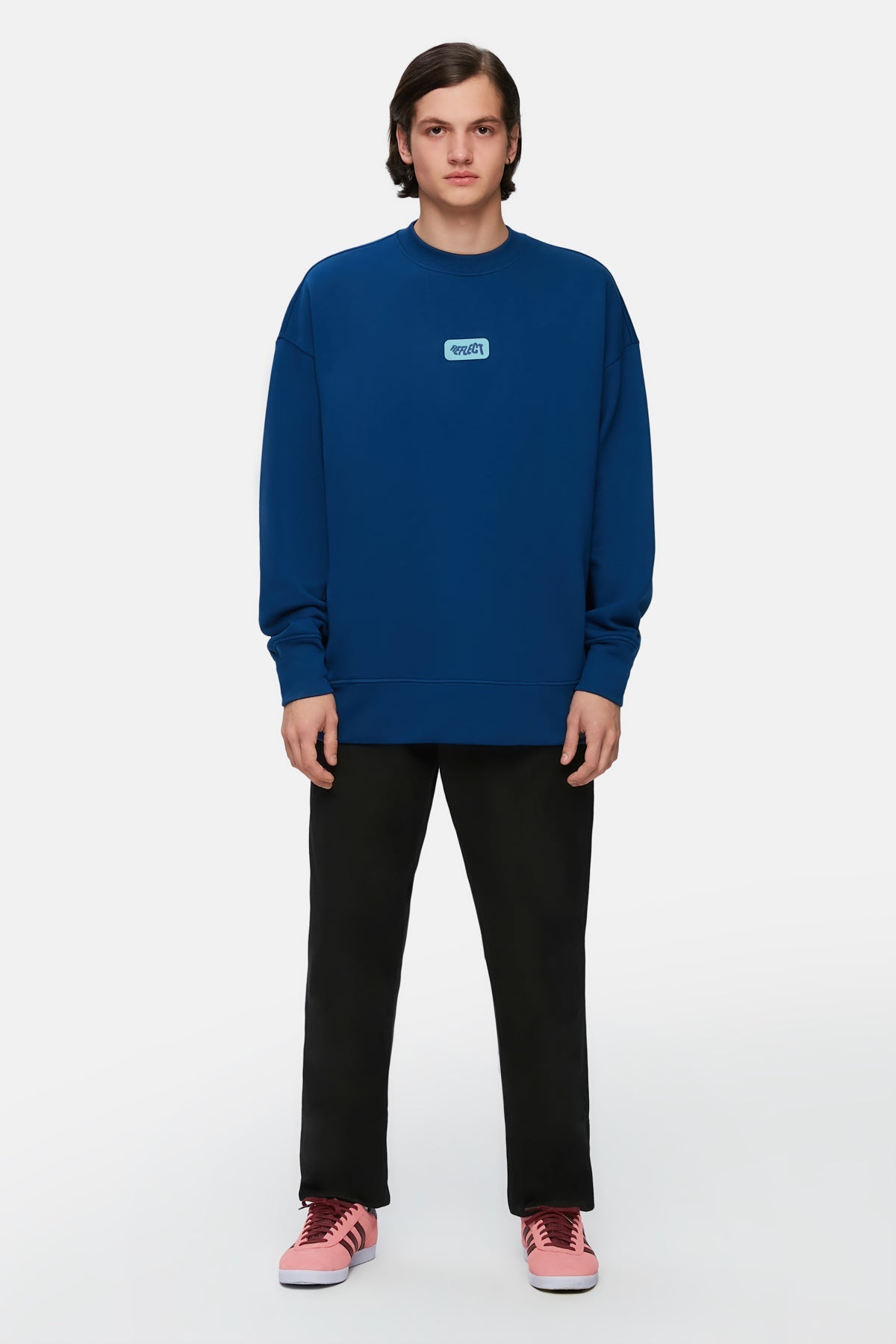 Logo Tag Oversize Sweatshirt - Navy
