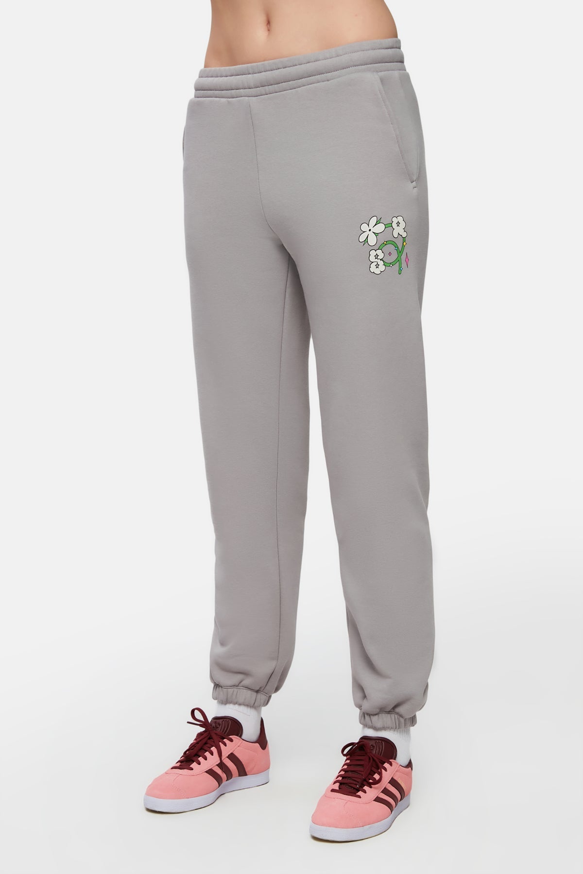 Logo Print Women Sweatpants - Gray