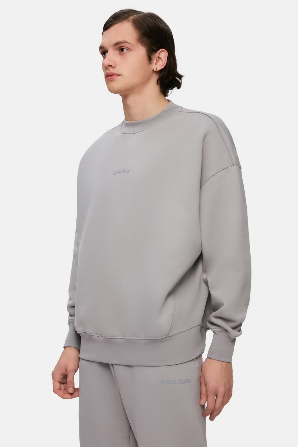 Logo Embroidered Baggy Sweatshirt - Purple