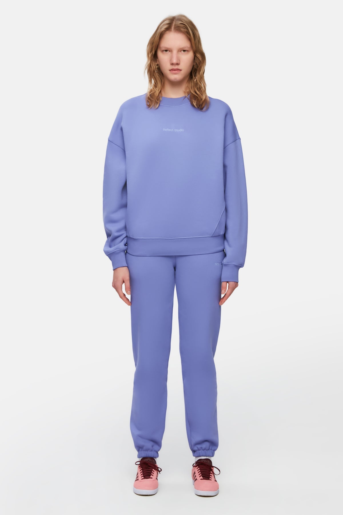 Logo Embroidered Baggy Sweatshirt - Purple