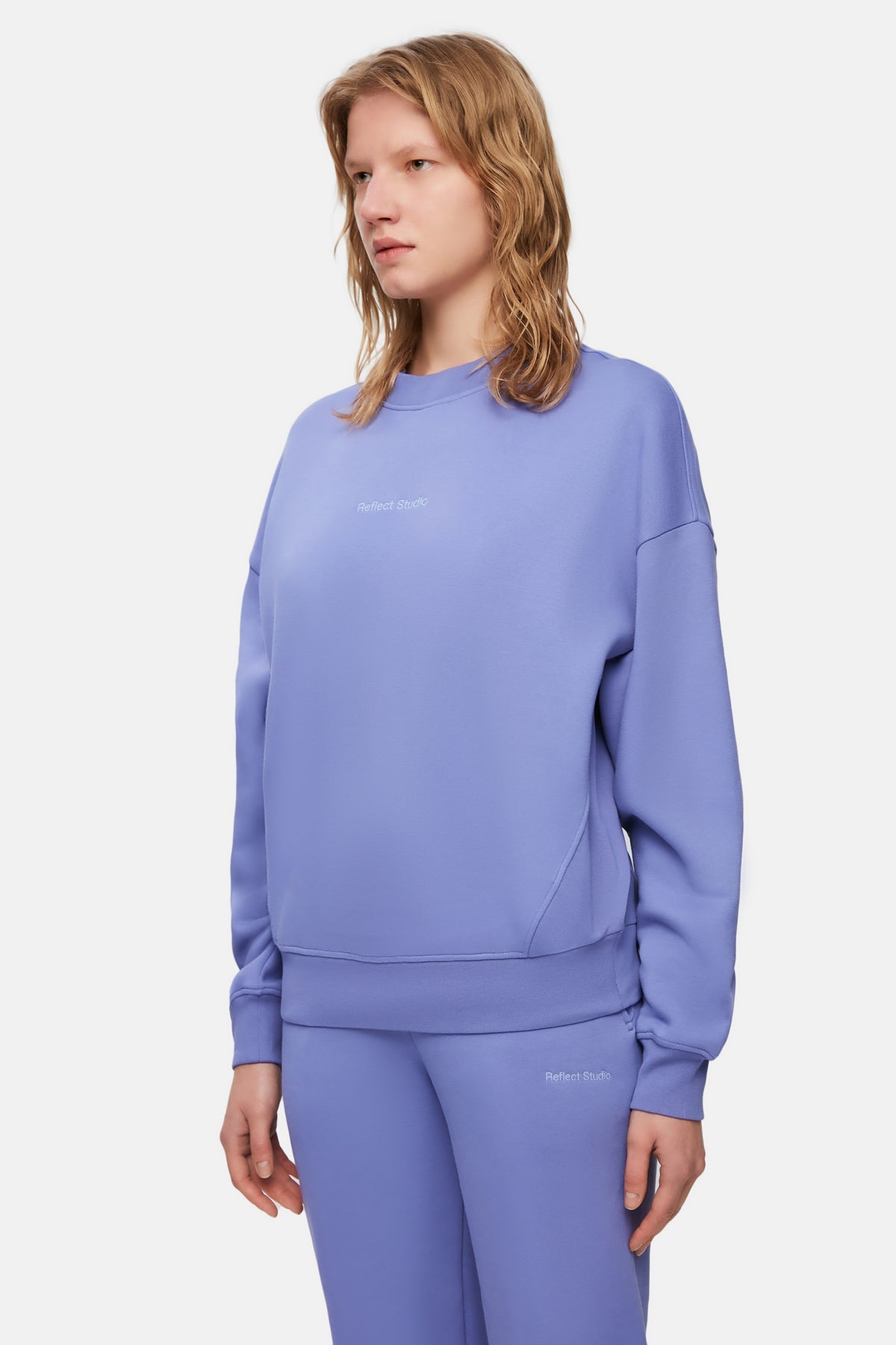 Logo Embroidered Baggy Sweatshirt - Purple