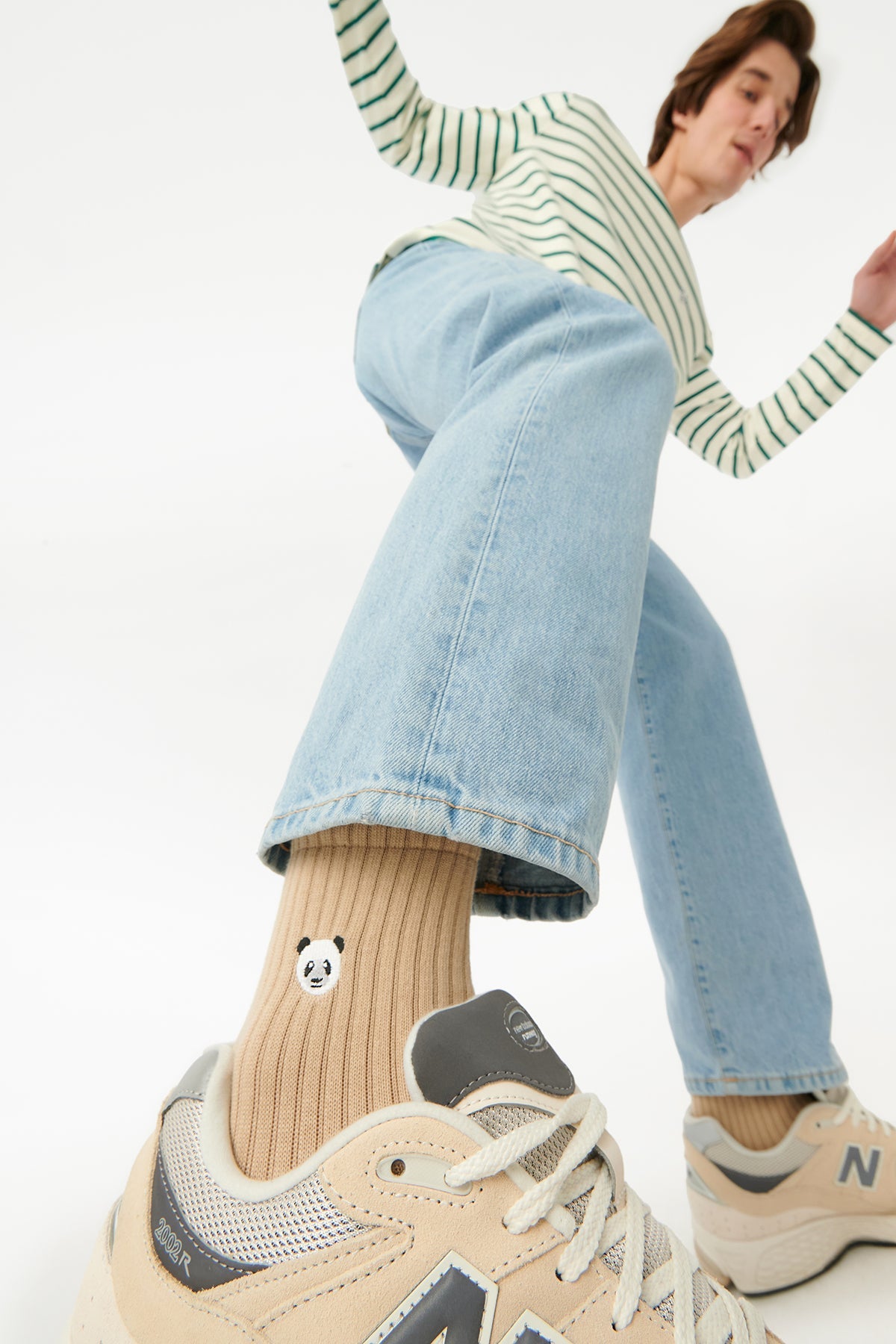 Panda Havlu Çorap - Latte