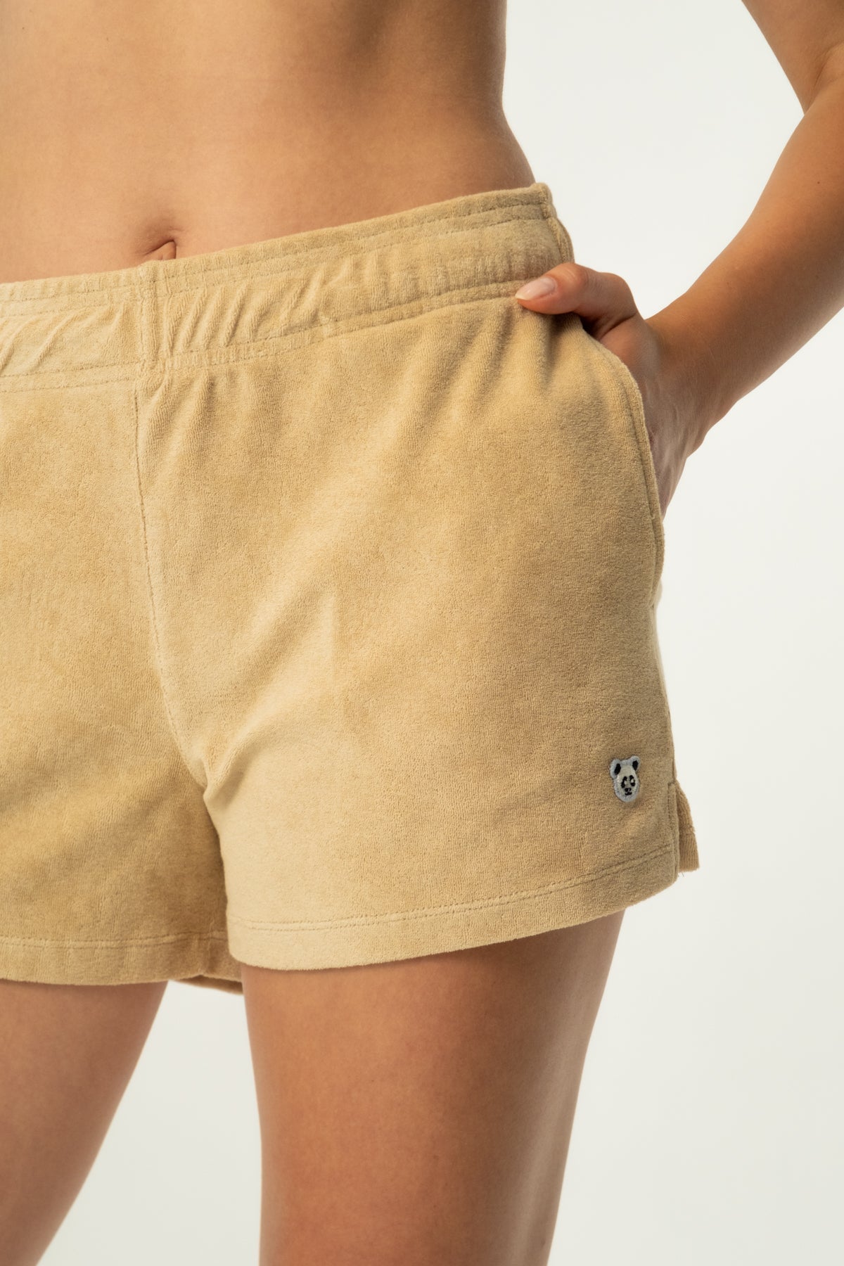 Panda Terry Kadın Şort  - Bej