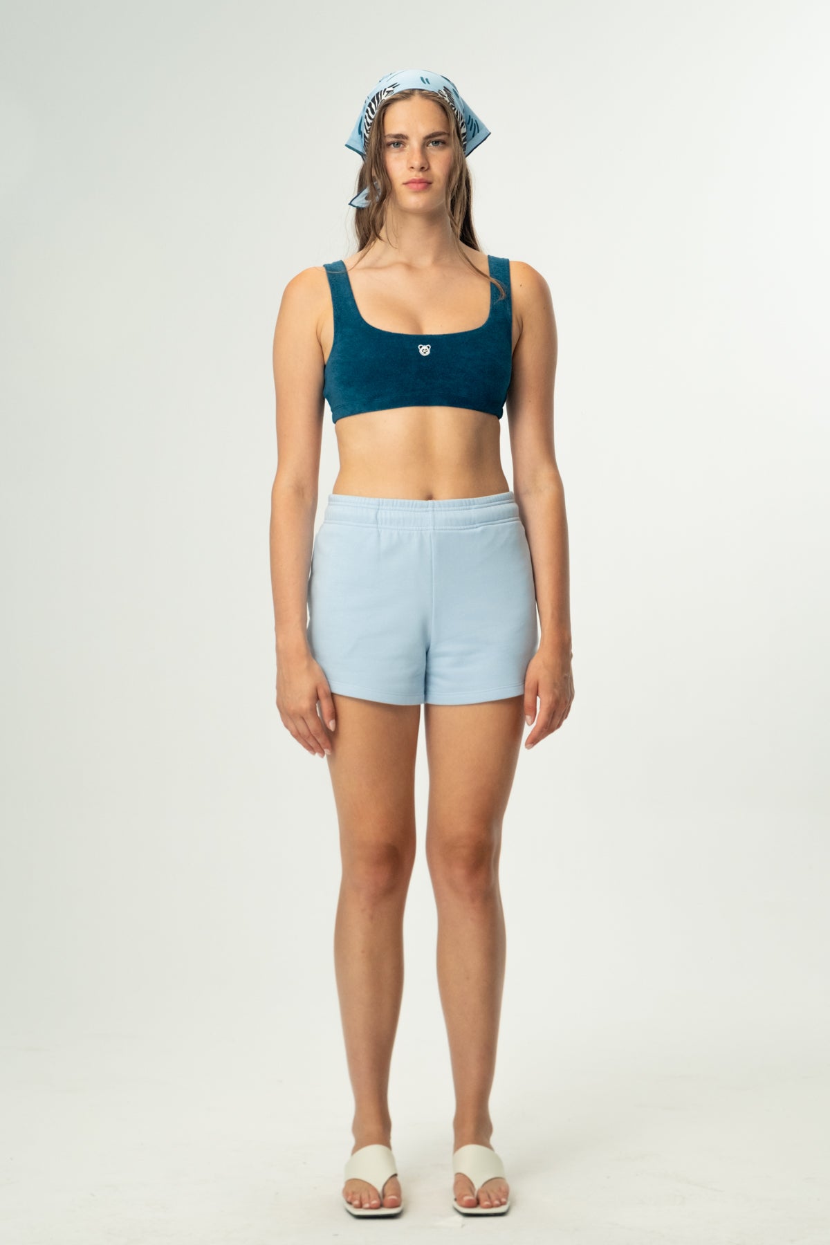 Panda Soft Fleece Kadın Şort - Bebek Mavisi