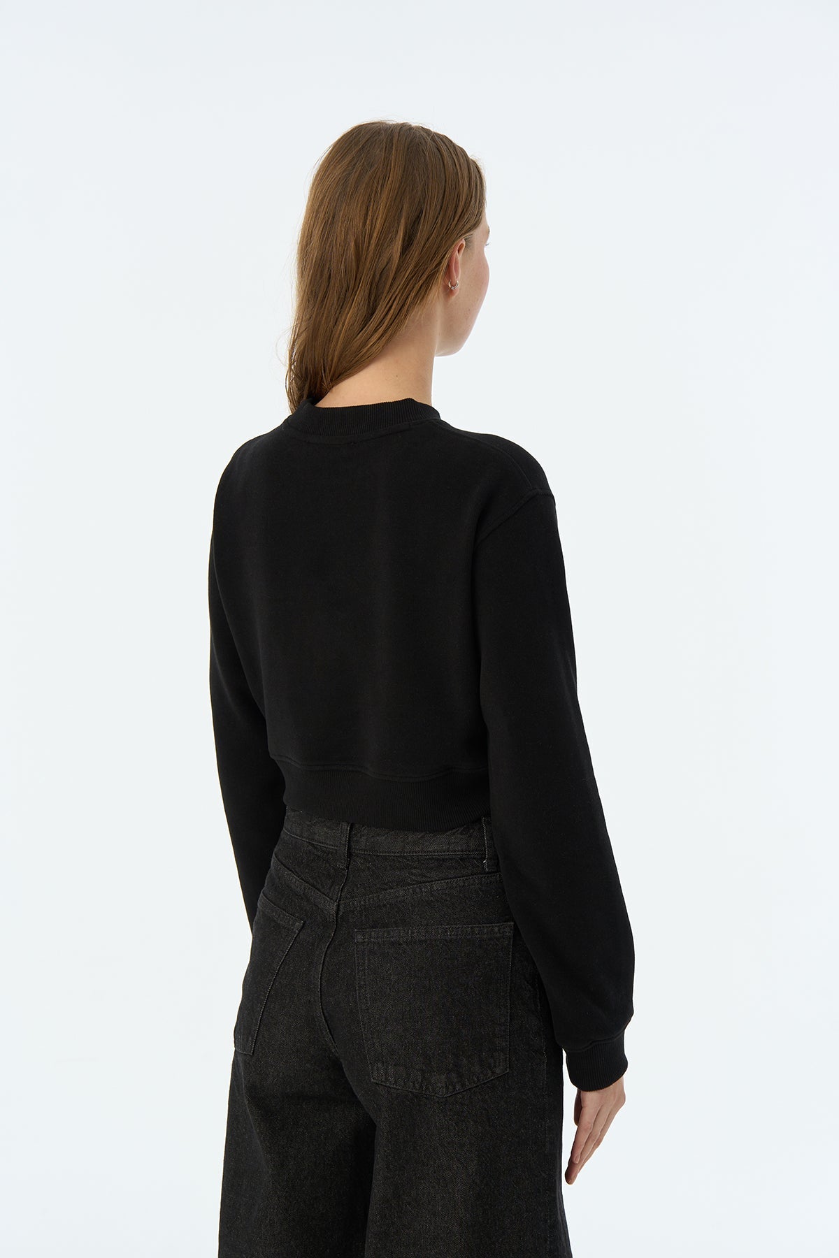 Giant Panda SuperSoft Crop Sweatshirt - Siyah