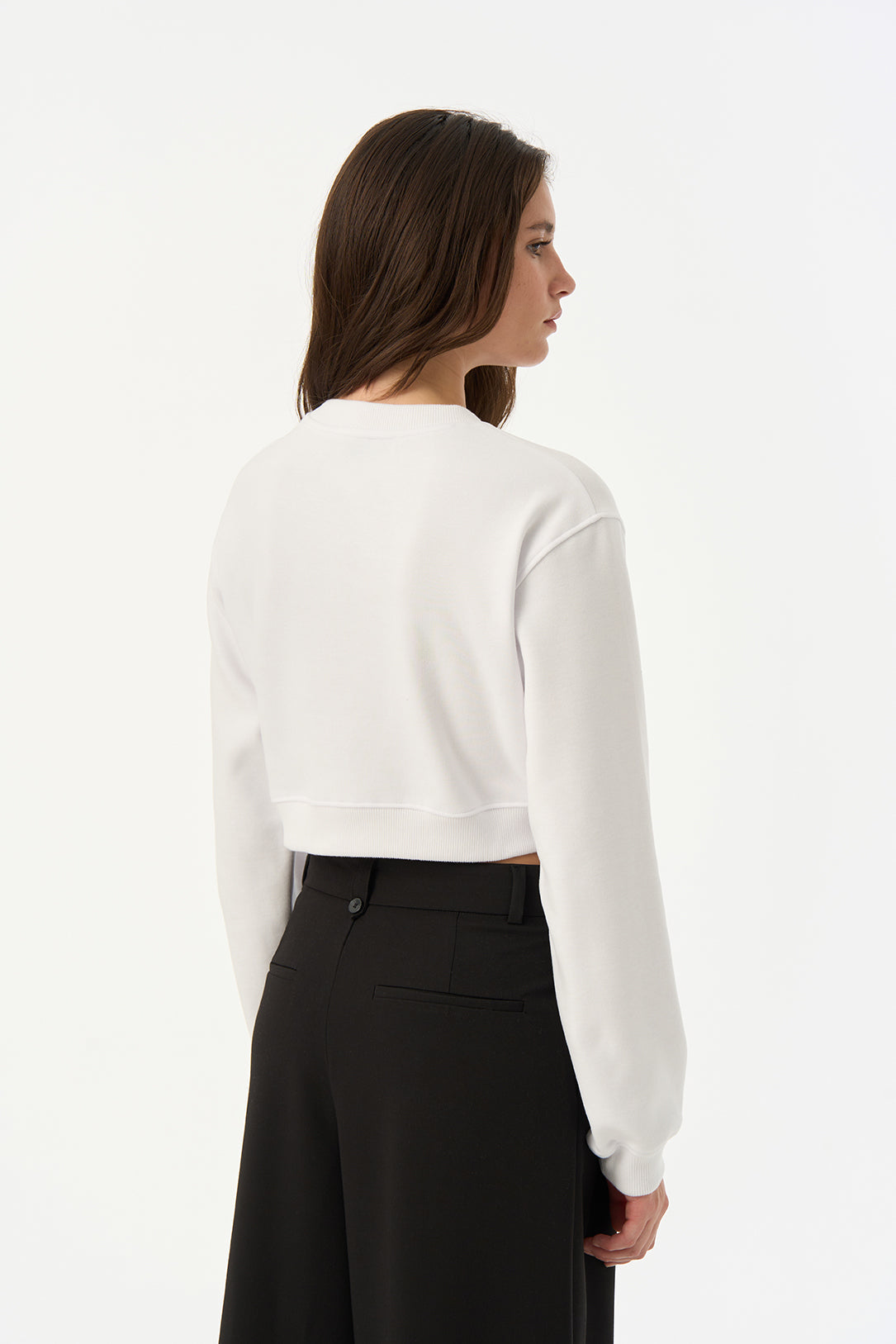 Penguen SuperSoft Crop Sweatshirt - Beyaz