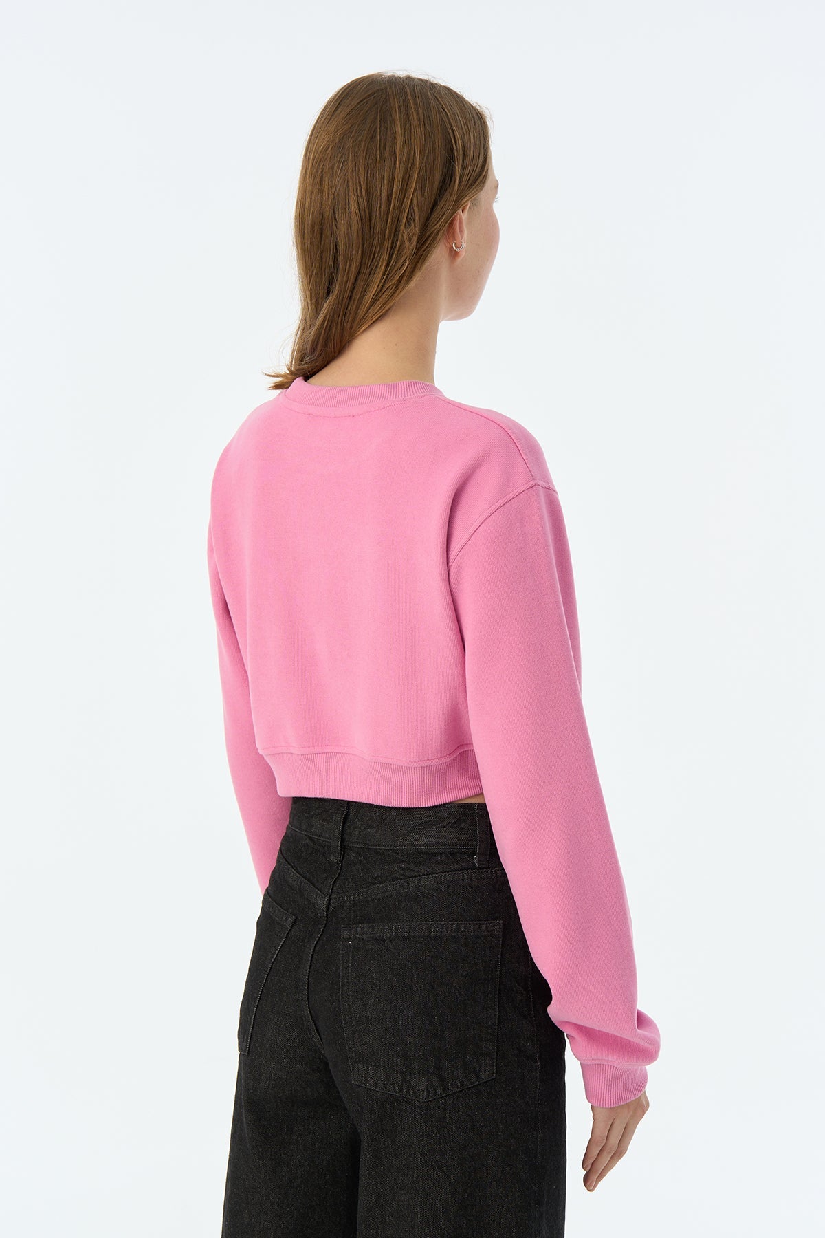 Ceylan  SuperSoft Crop Sweatshirt - Pembe