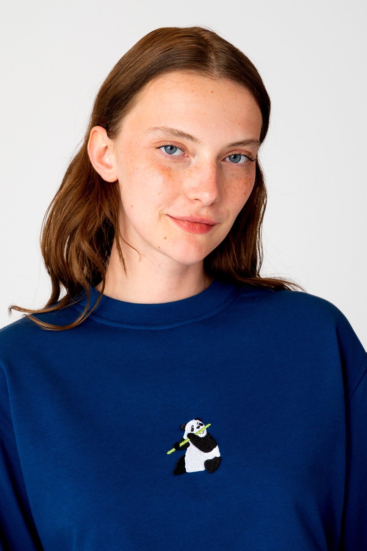 Giant Panda Soft Fleece Crop Sweatshirt - Lacivert