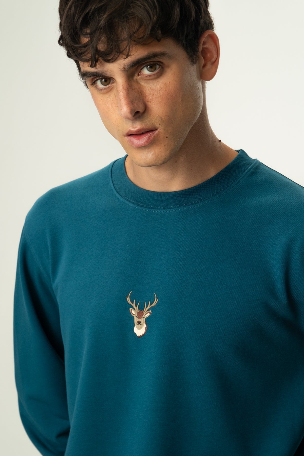 Geyik Soft Fleece Sweatshirt - Petrol Yeşili