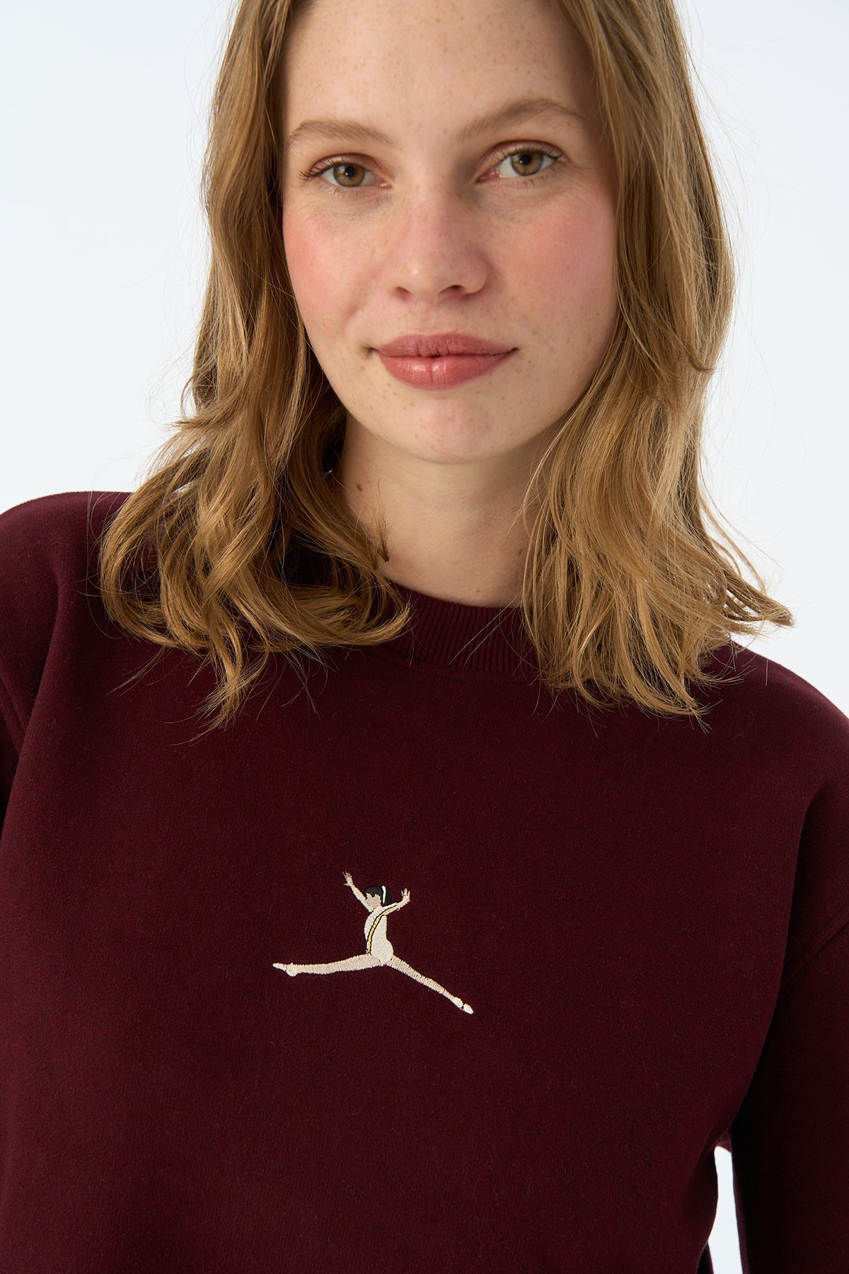 Perfect 10 SuperSoft Crop Sweatshirt - Bordo