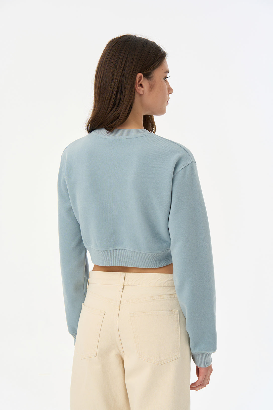 Yunus SuperSoft Crop Sweatshirt - Açık Mavi