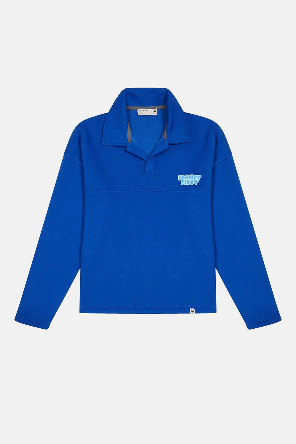 Planet First Polo Yaka Sweatshirt - Saks Mavi