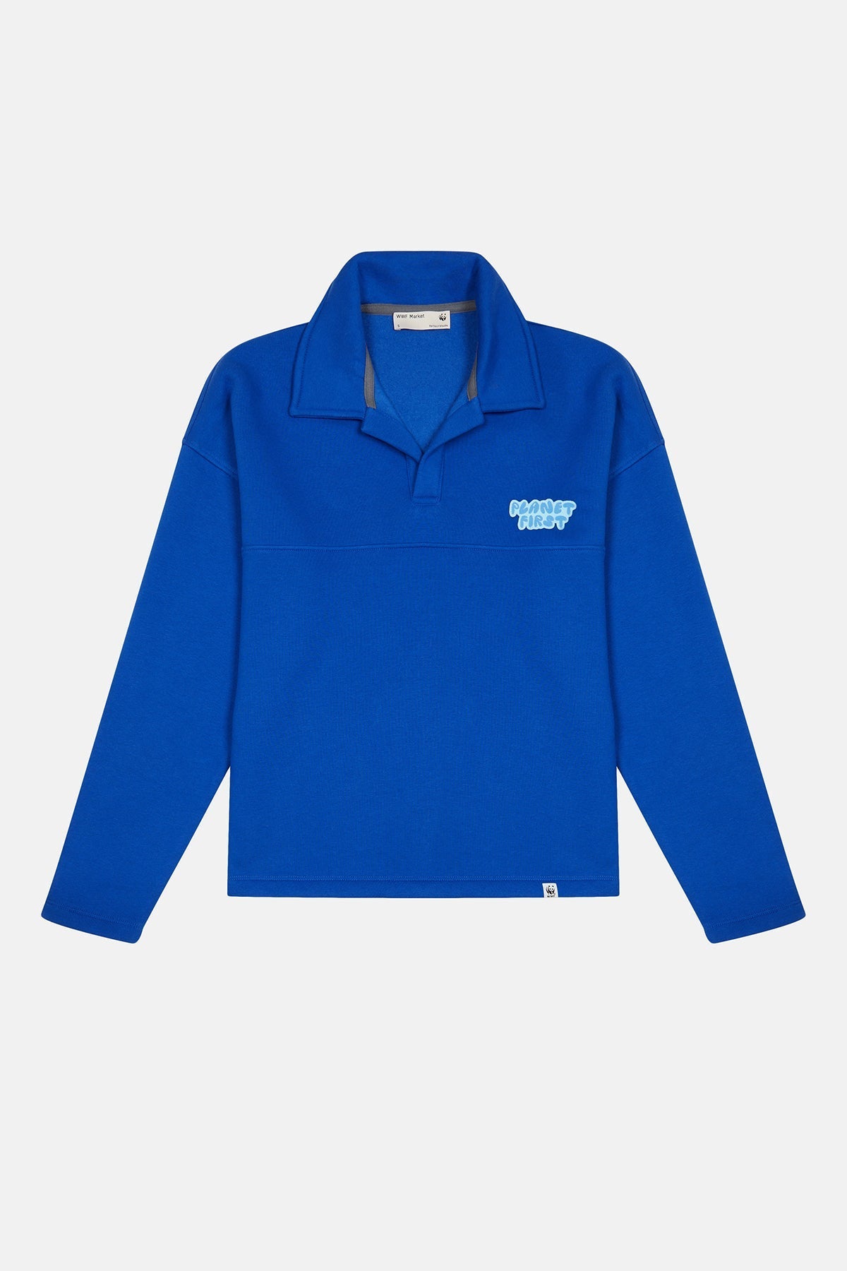 Planet First Polo Yaka Sweatshirt - Saks Mavi