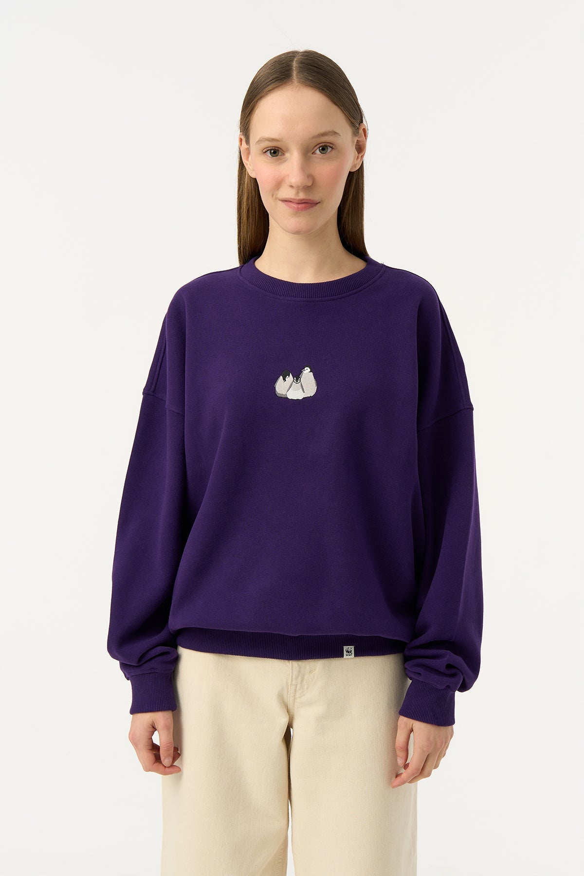 Yavru İmparator Penguen Oversize SuperSoft Sweatshirt - Mor
