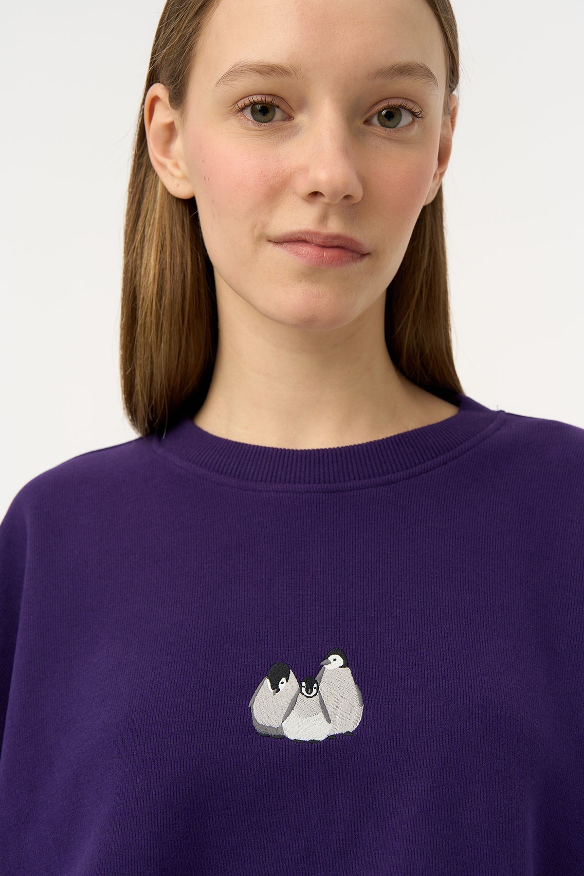Yavru İmparator Penguen Oversize SuperSoft Sweatshirt - Mor